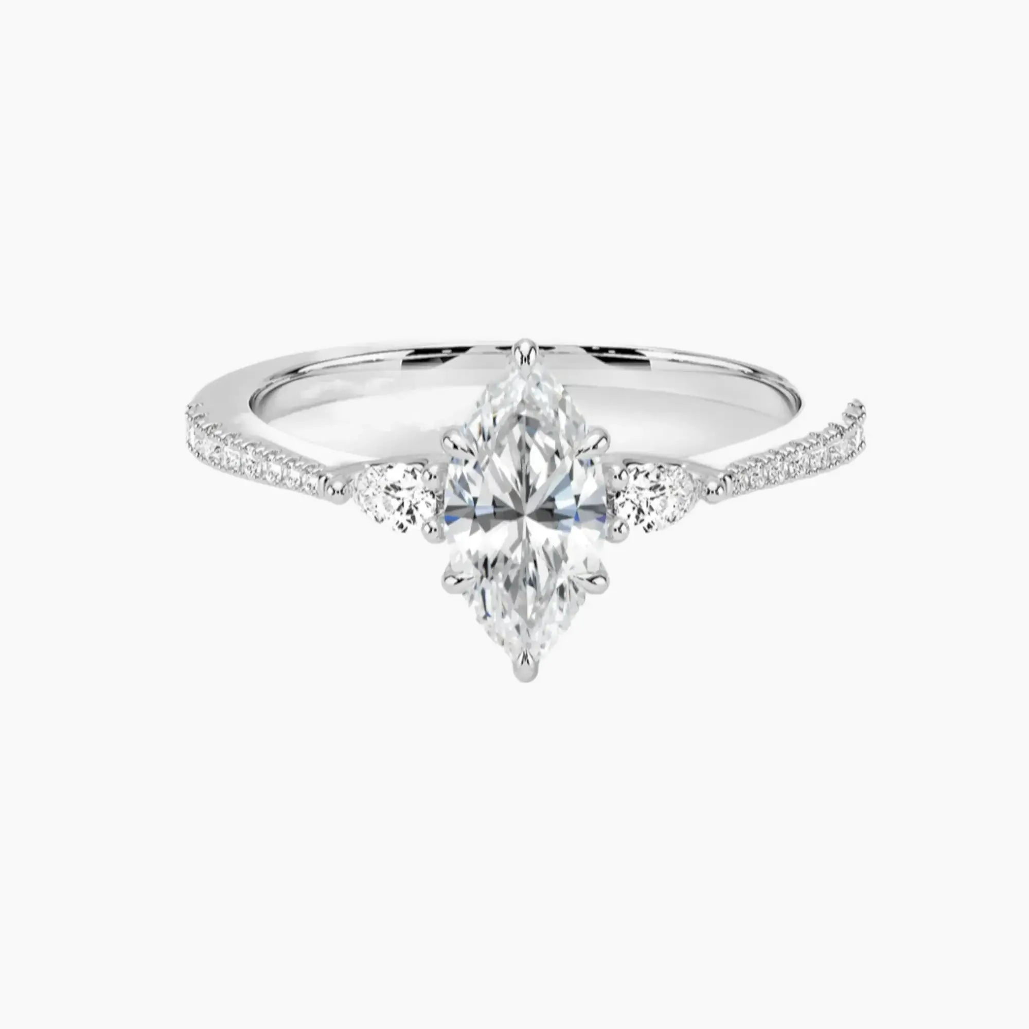 Calliope Pave Marquise Three Stone 2 Carat Lab Grown Diamond Engagement Ring in 14K Yellow Gold