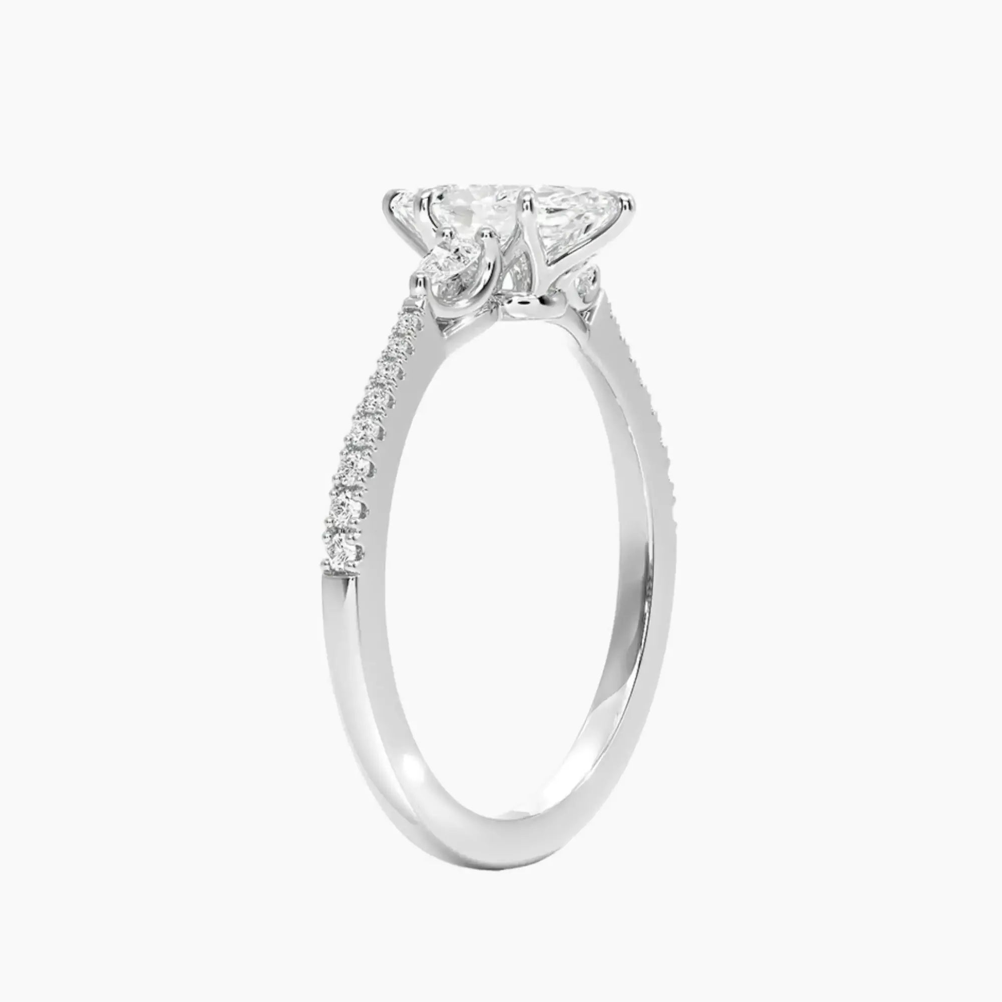 Calliope Pave Marquise Three Stone 3 Carat Lab Grown Diamond Engagement Ring in 14K Rose Gold