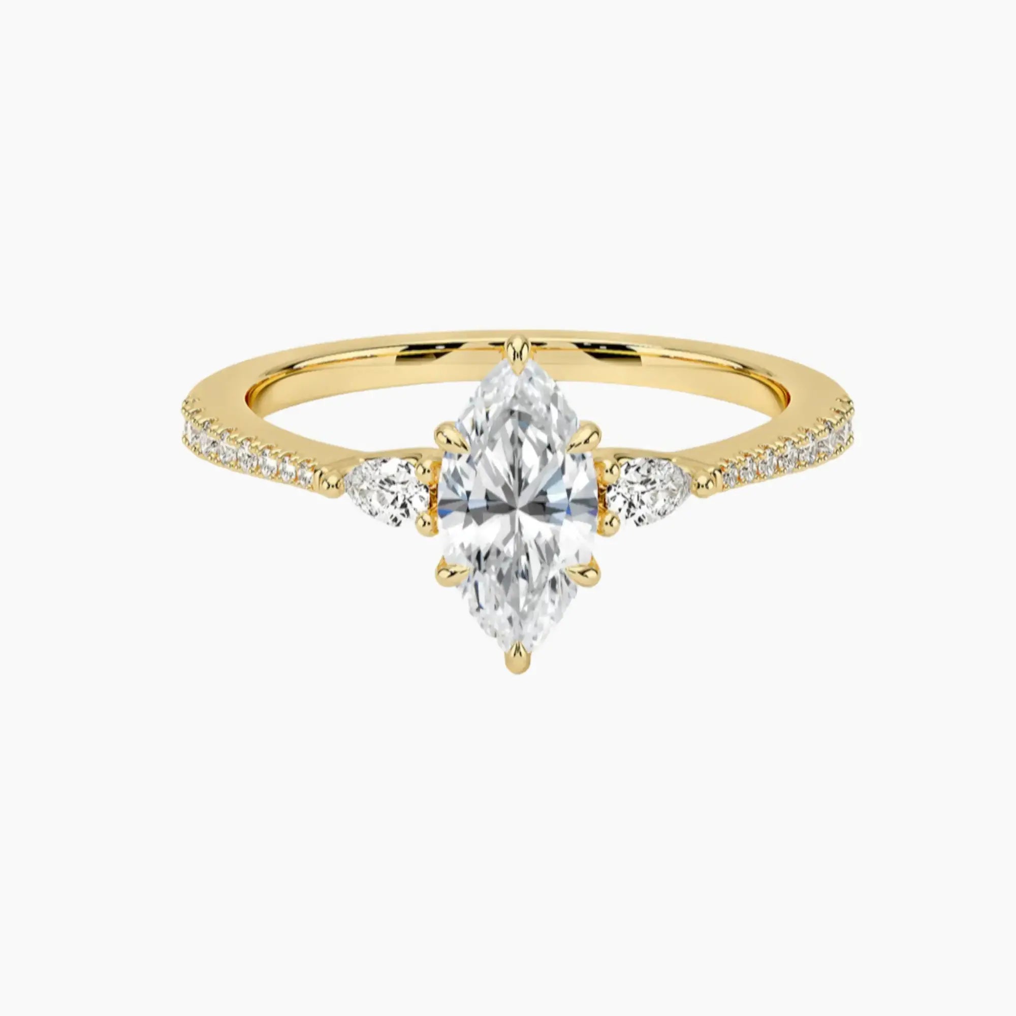 Calliope Pave Marquise Three Stone 2.5 Carat Lab Grown Diamond Engagement Ring in 14K Rose Gold