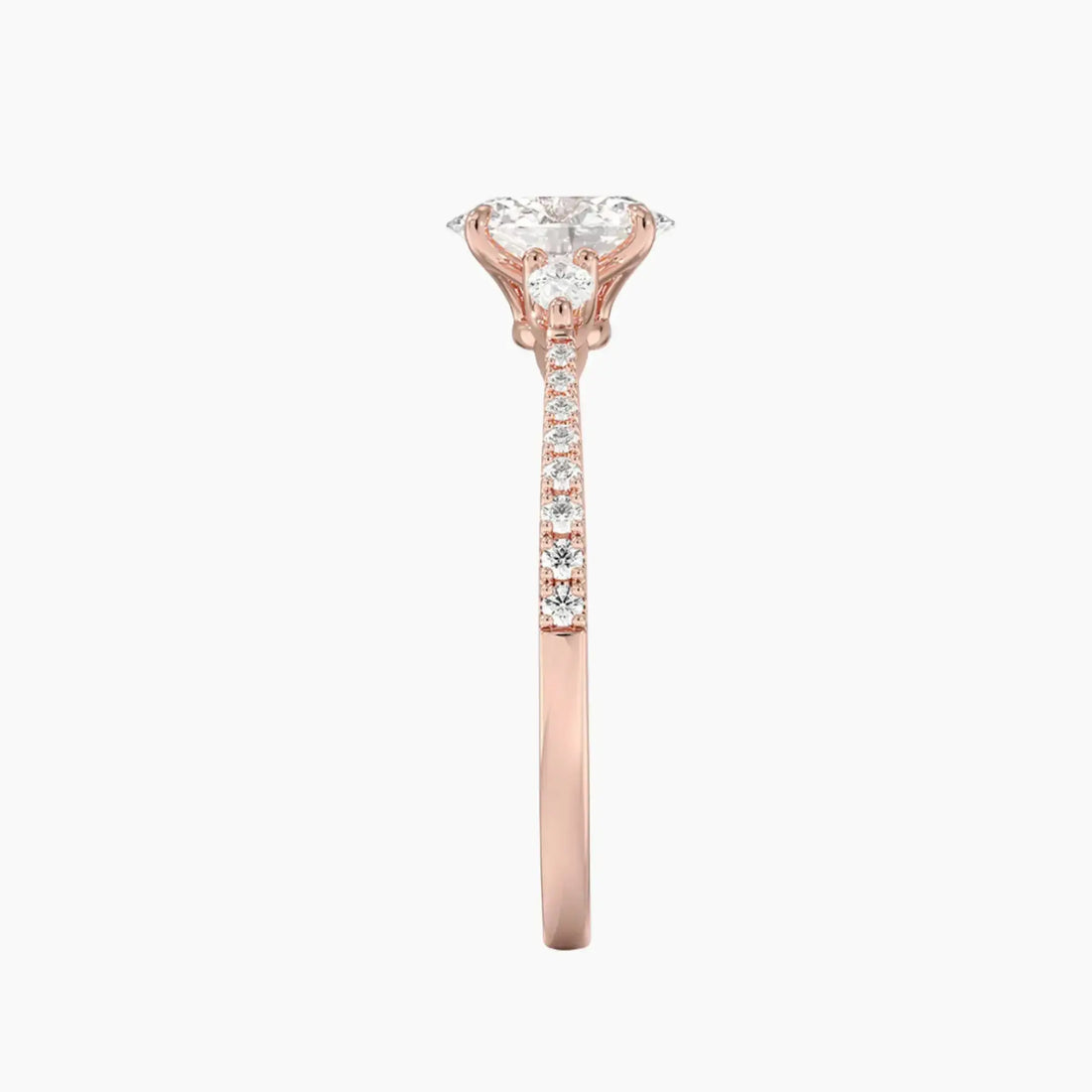 Calliope Pave Oval Three Stone Diamond Ring Setting in 14K Yellow Gold