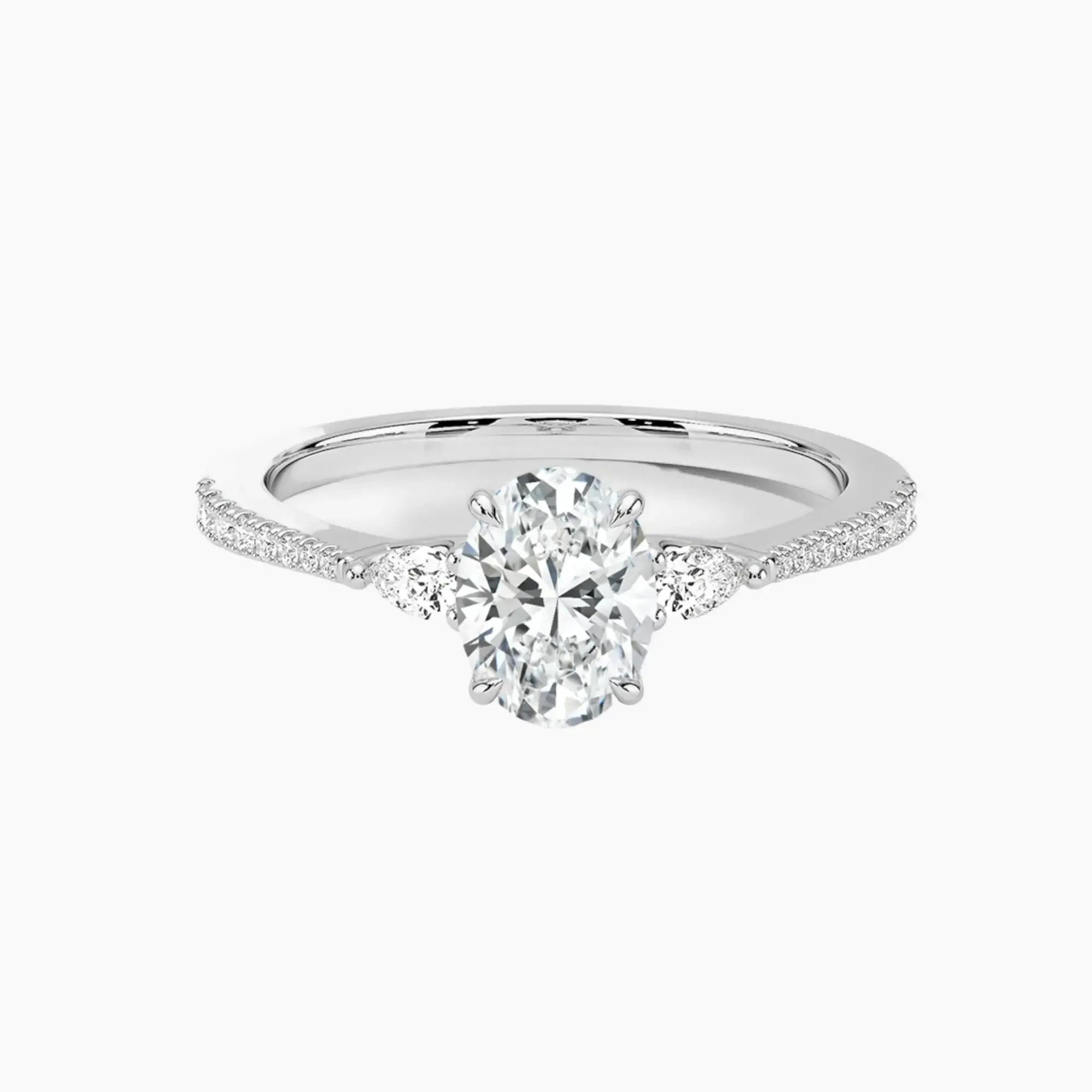Calliope Pave Oval Three Stone 1.5 Carat Lab Grown Diamond Engagement Ring in 18K Yellow Gold