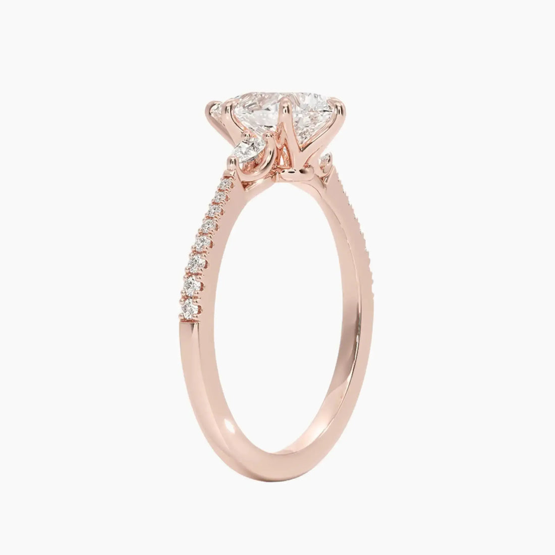 Calliope Pave Pear Three Stone 3 Carat Lab Grown Diamond Engagement Ring in 18K Yellow Gold