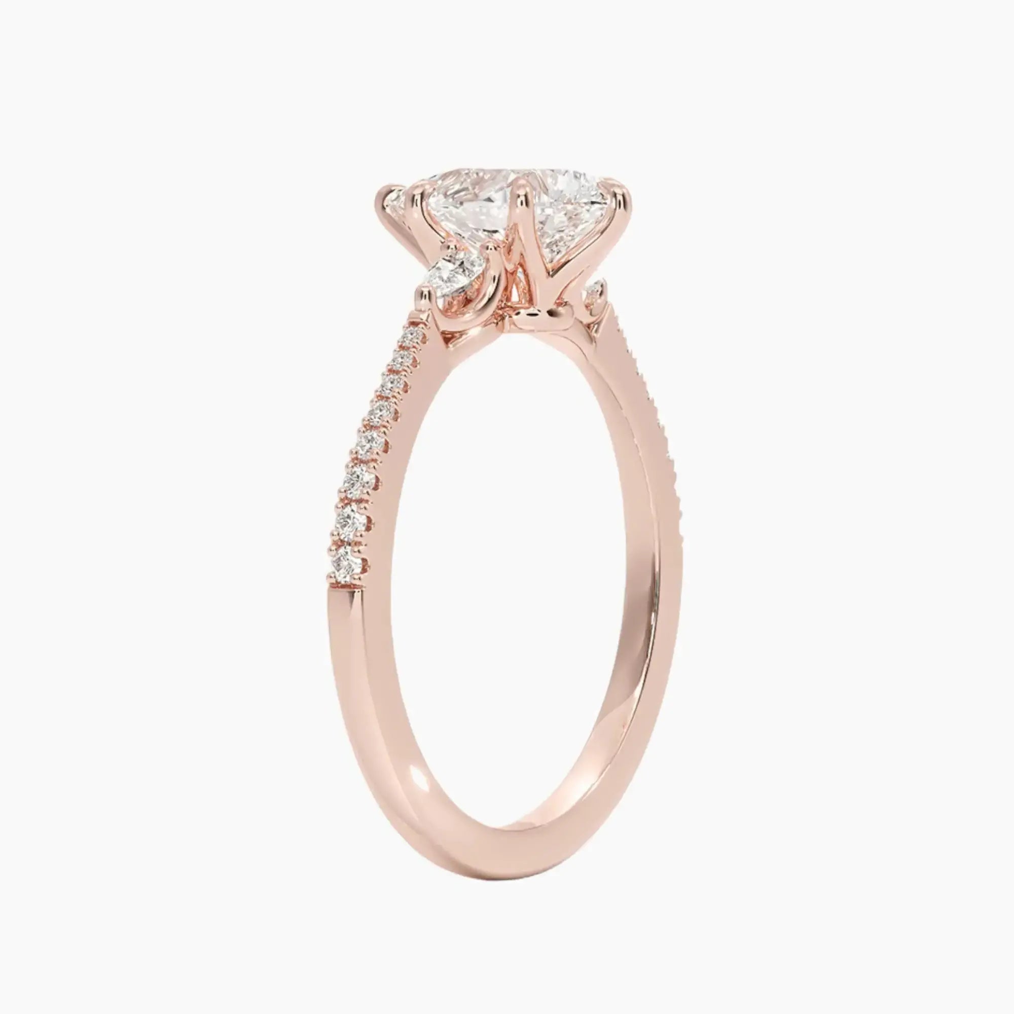Calliope Pave Pear Three Stone 3 Carat Lab Grown Diamond Engagement Ring in 14K White Gold