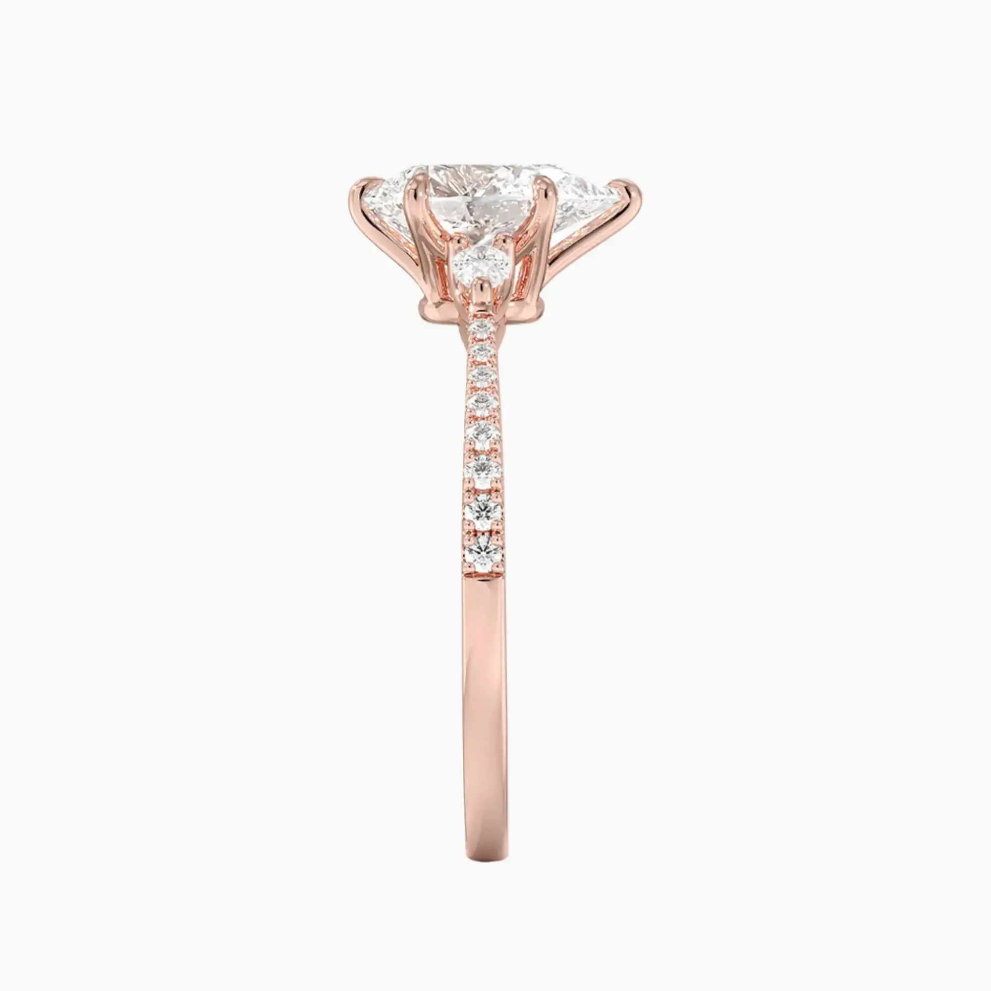Calliope Pave Pear Three Stone 3 Carat Lab Grown Diamond Engagement Ring in 14K Yellow Gold