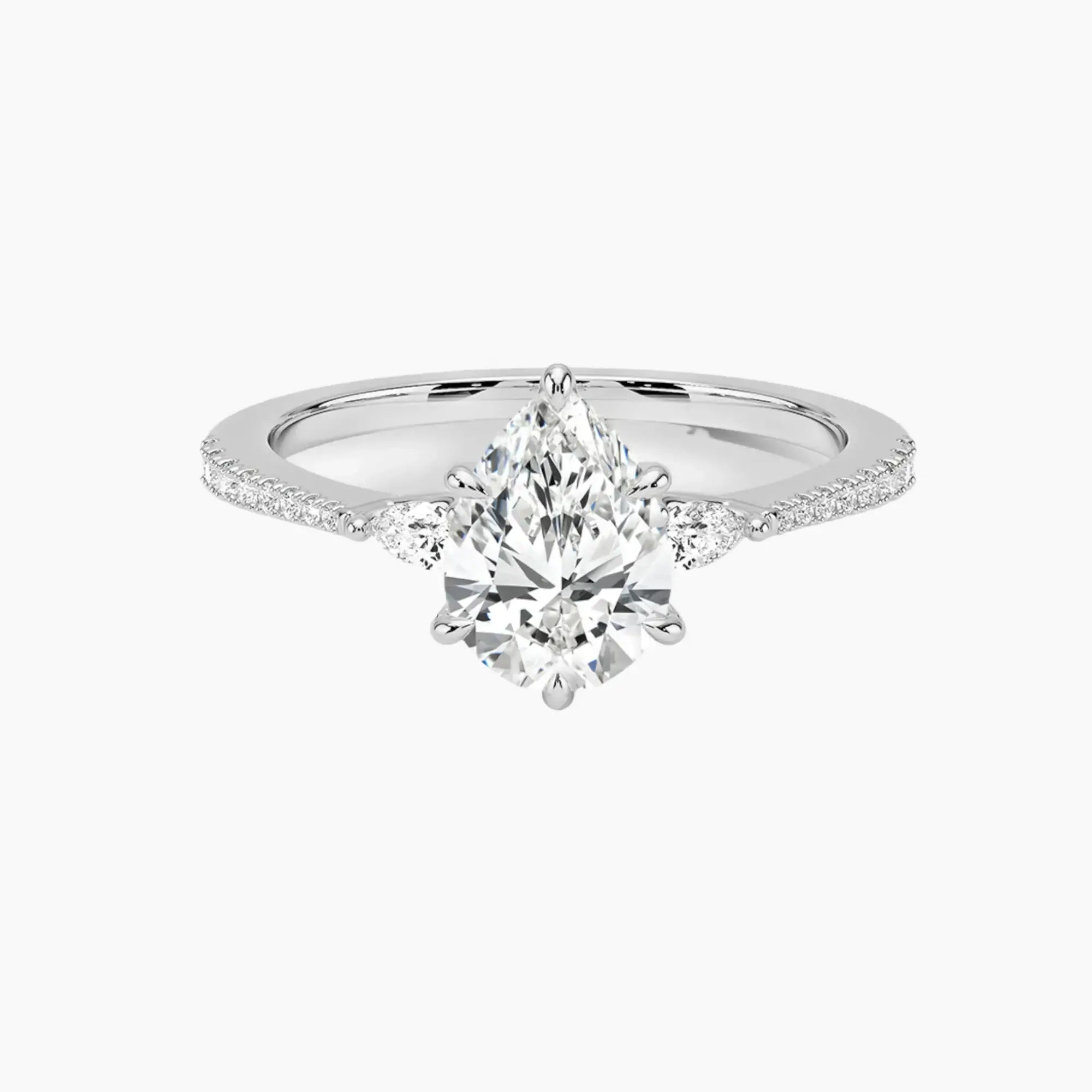 Calliope Pave Pear Three Stone Diamond Ring Setting in 14K Rose Gold