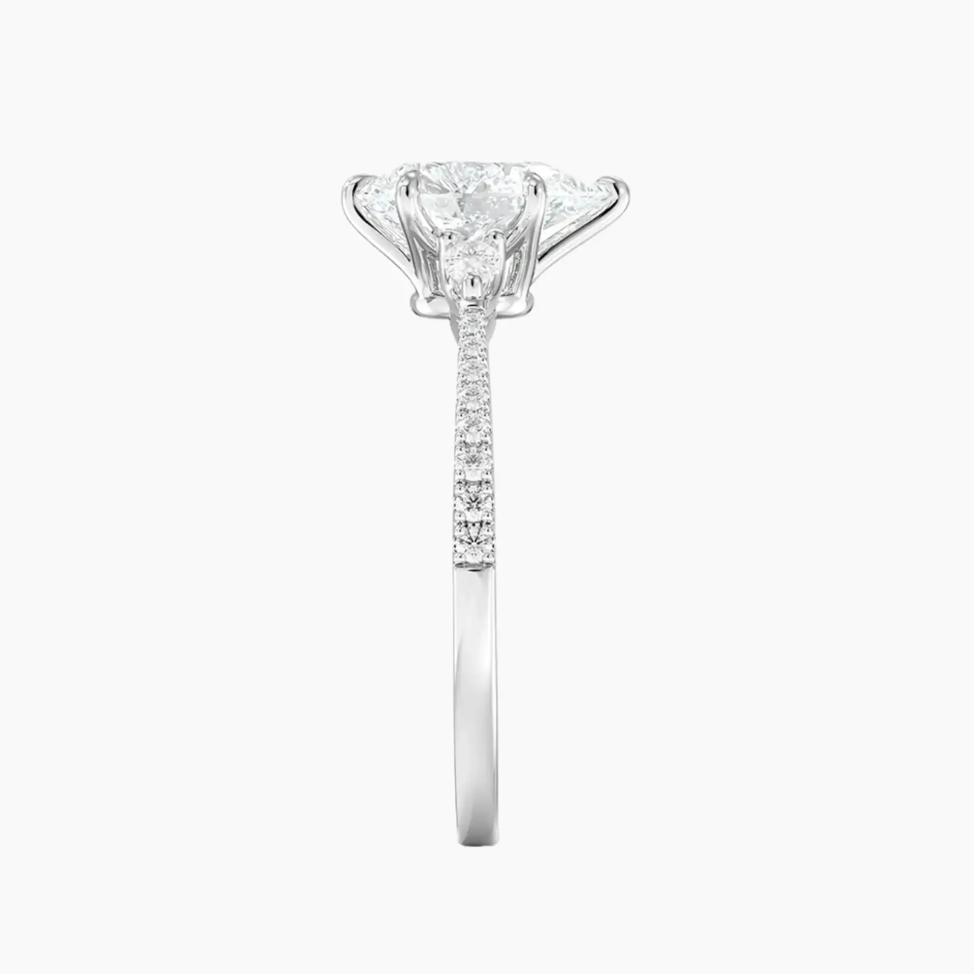 Calliope Pave Pear Three Stone 3 Carat Lab Grown Diamond Engagement Ring in 18K White Gold