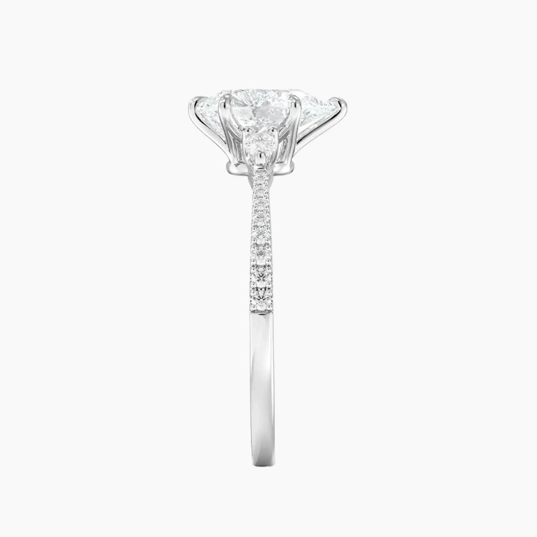Calliope Pave Pear Three Stone 1.5 Carat Lab Grown Diamond Engagement Ring in 14K Yellow Gold
