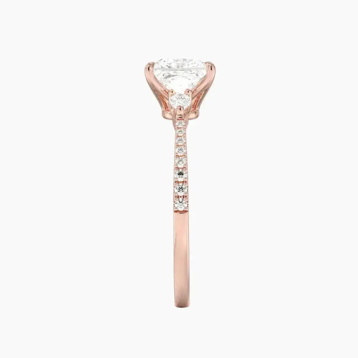 Calliope Pave Princess Three Stone 1.5 Carat Lab Grown Diamond Engagement Ring in 18K Yellow Gold