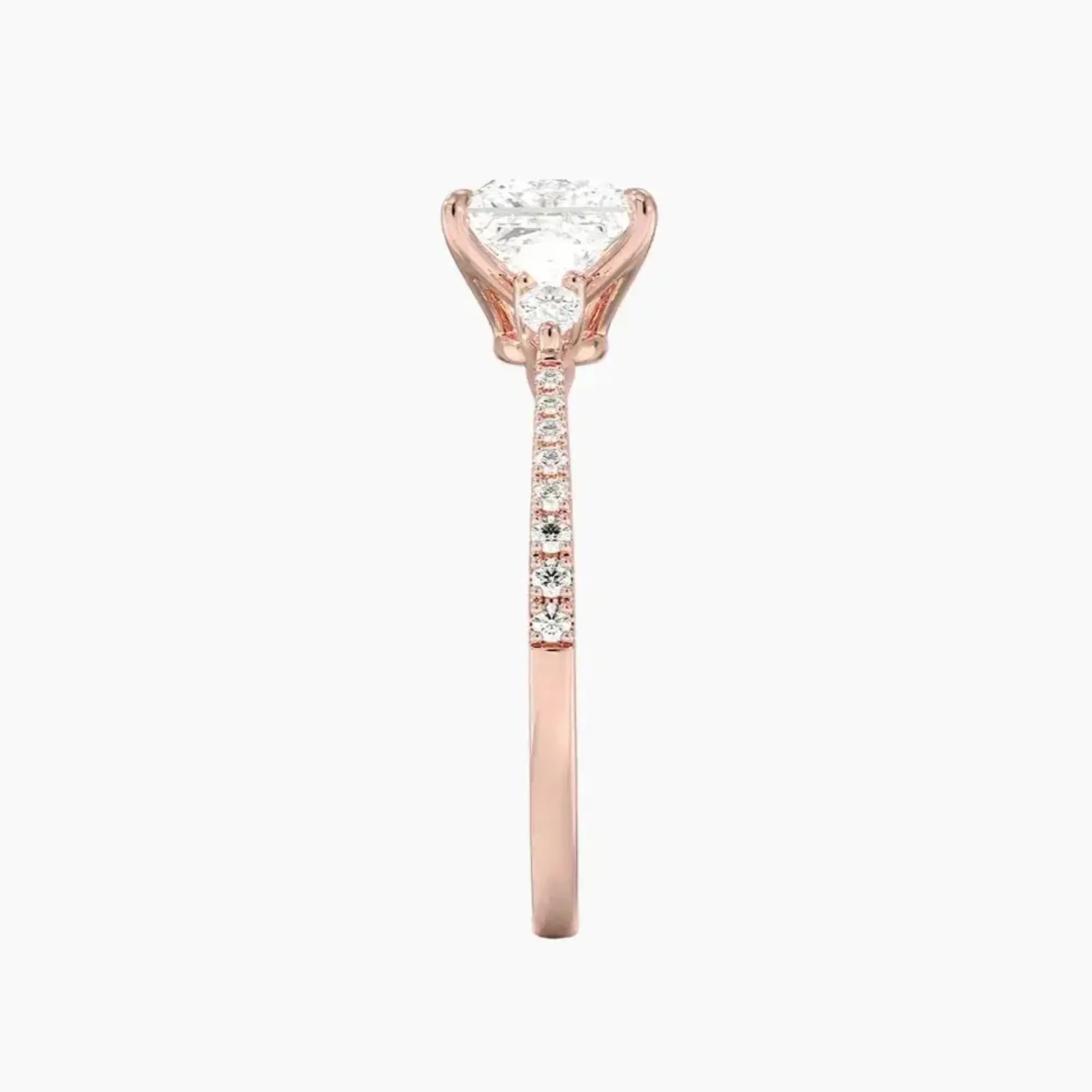 Calliope Pave Princess Three Stone 3 Carat Lab Grown Diamond Engagement Ring in 18K Yellow Gold