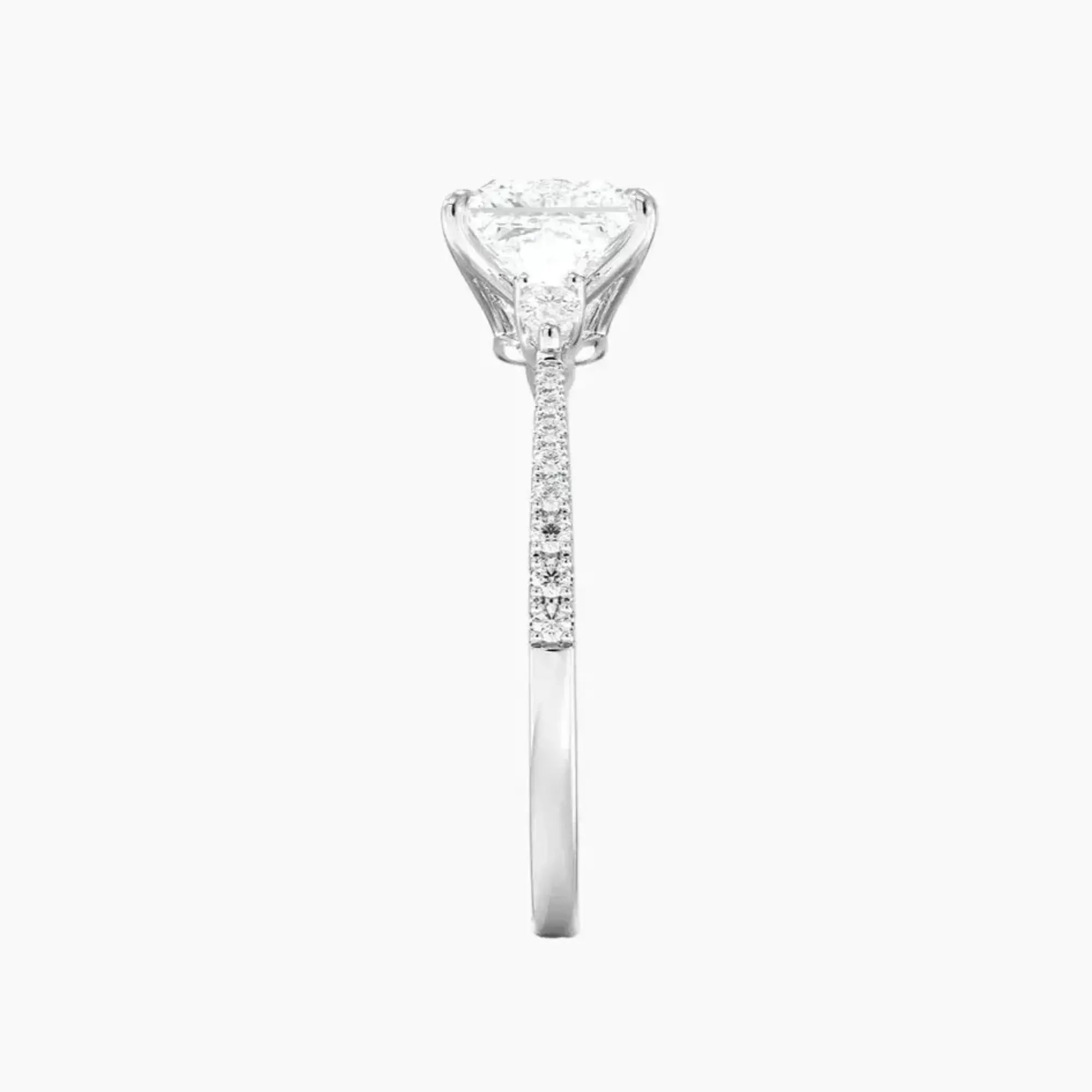 Calliope Pave Princess Three Stone Diamond Ring Setting in 14K Rose Gold