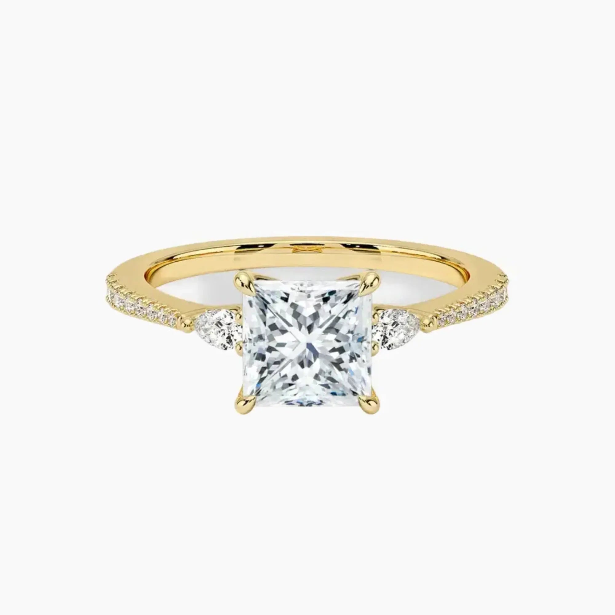 Calliope Pave Princess Three Stone Diamond Ring Setting in 14K White Gold