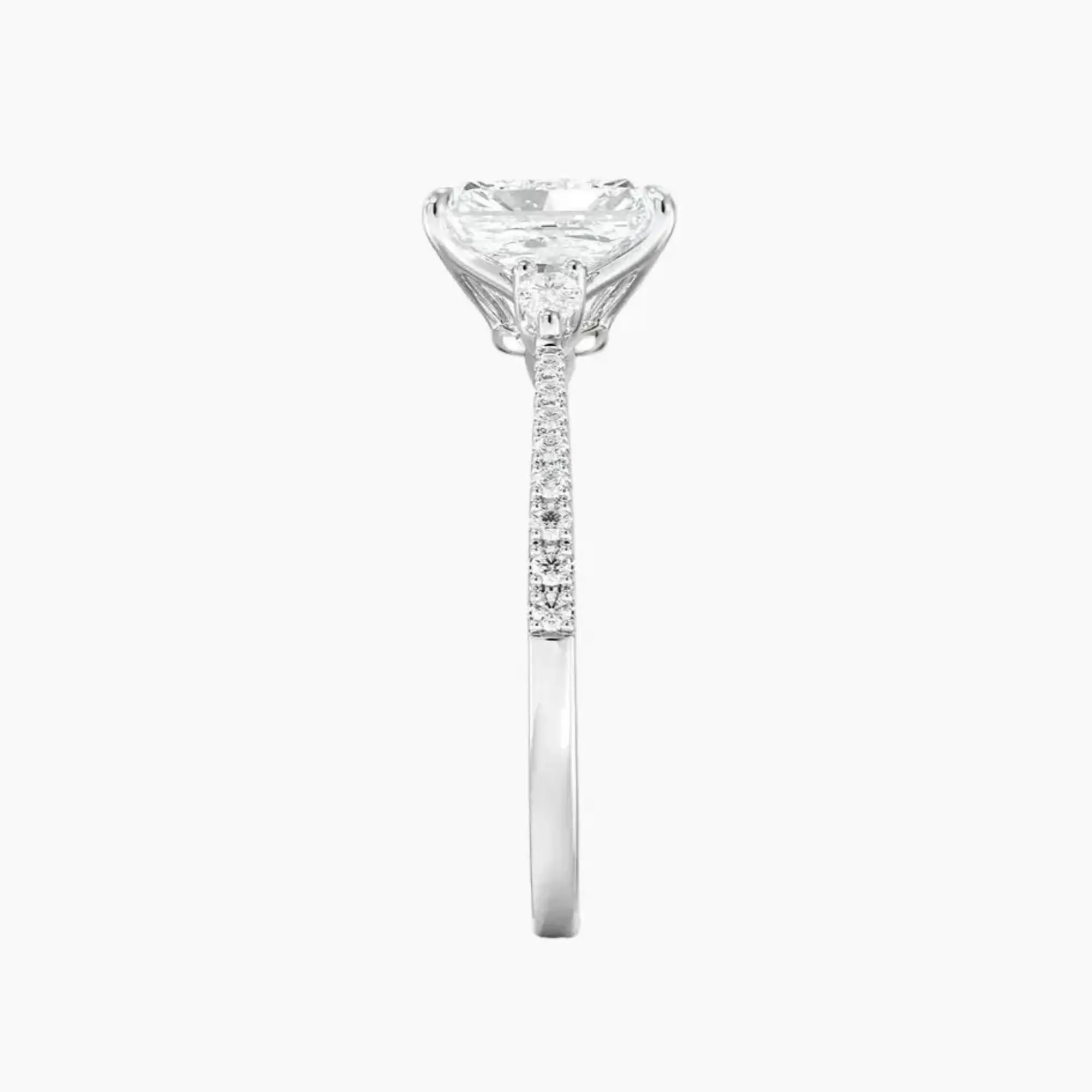 Calliope Pave Radiant Three Stone 1 Carat Lab Grown Diamond Engagement Ring in 14K Yellow Gold
