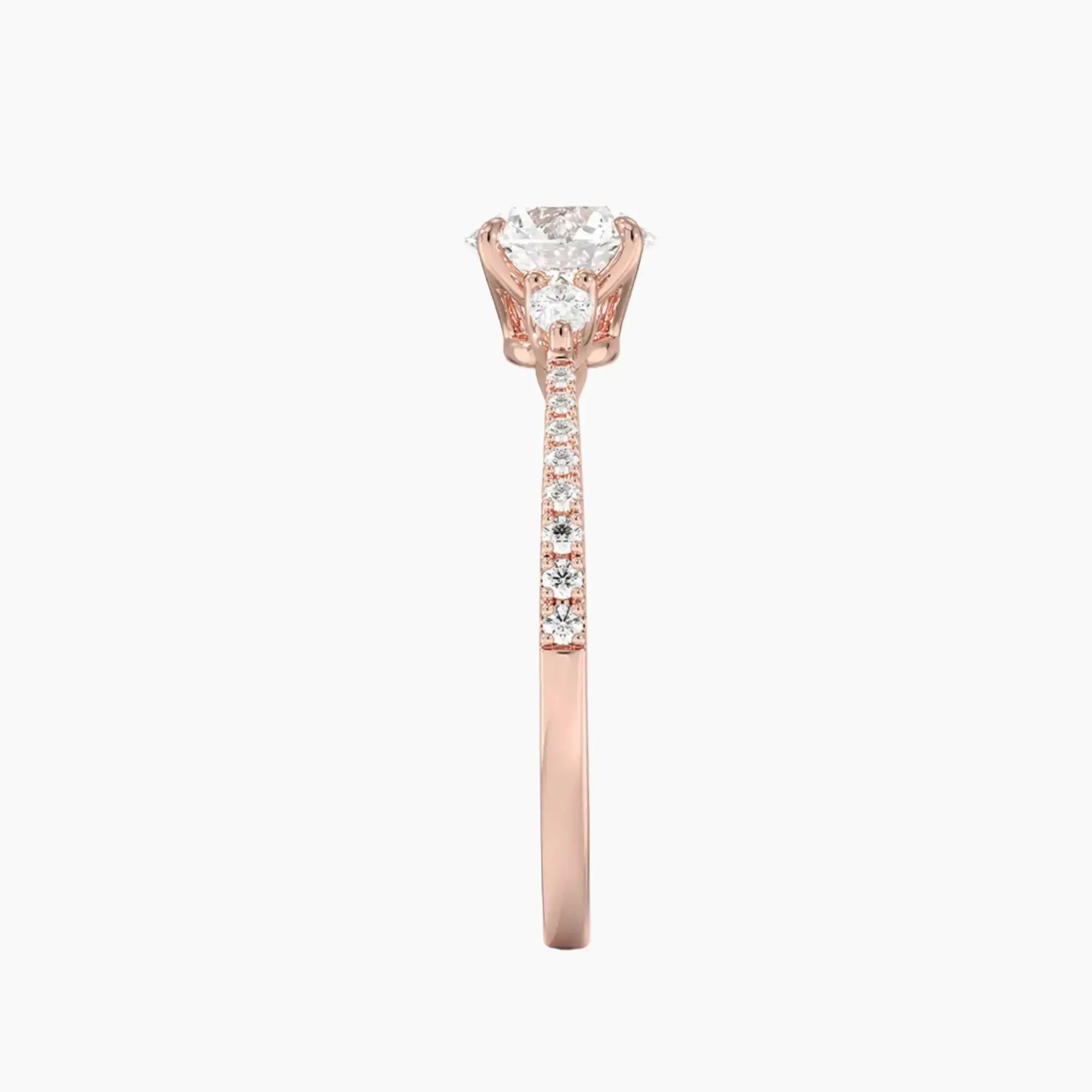 Calliope Pave Round Three Stone Diamond Ring Setting in 14K Yellow Gold