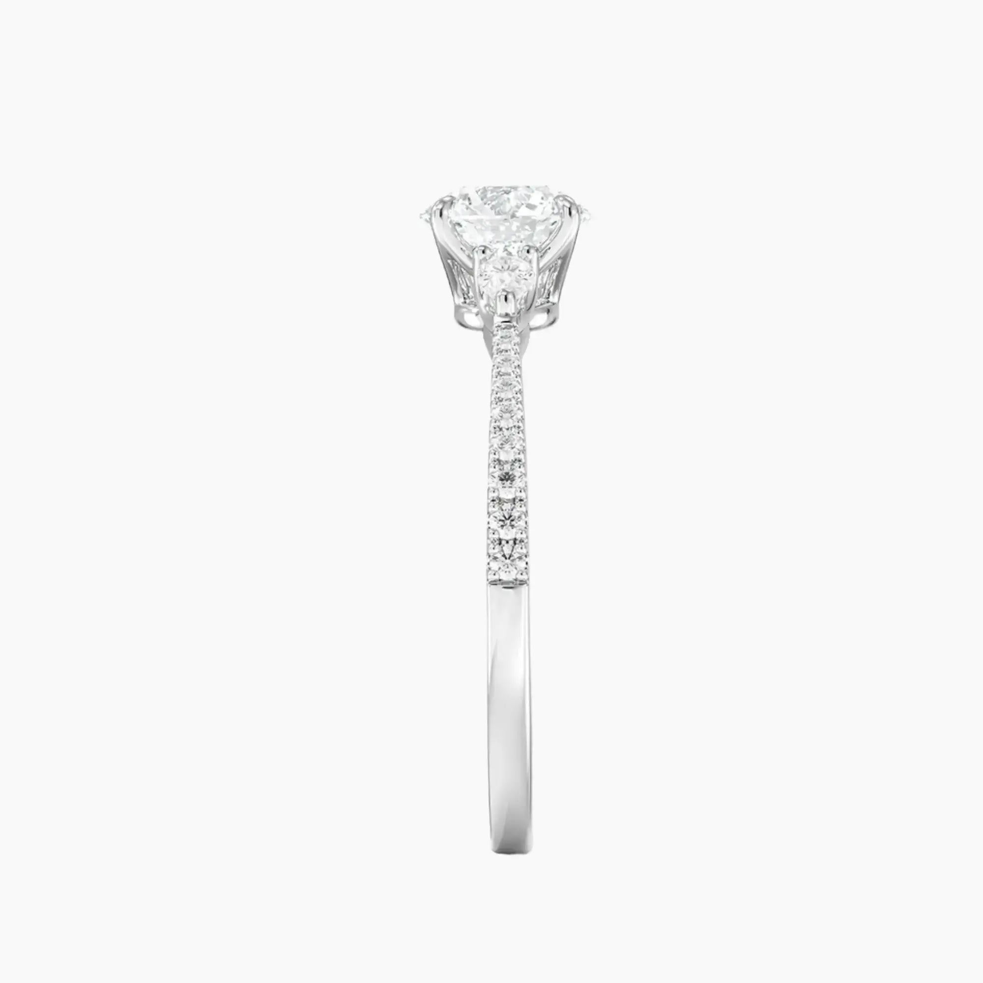 Calliope Pave Round Three Stone 1.5 Carat Lab Grown Diamond Engagement Ring in 18K Yellow Gold
