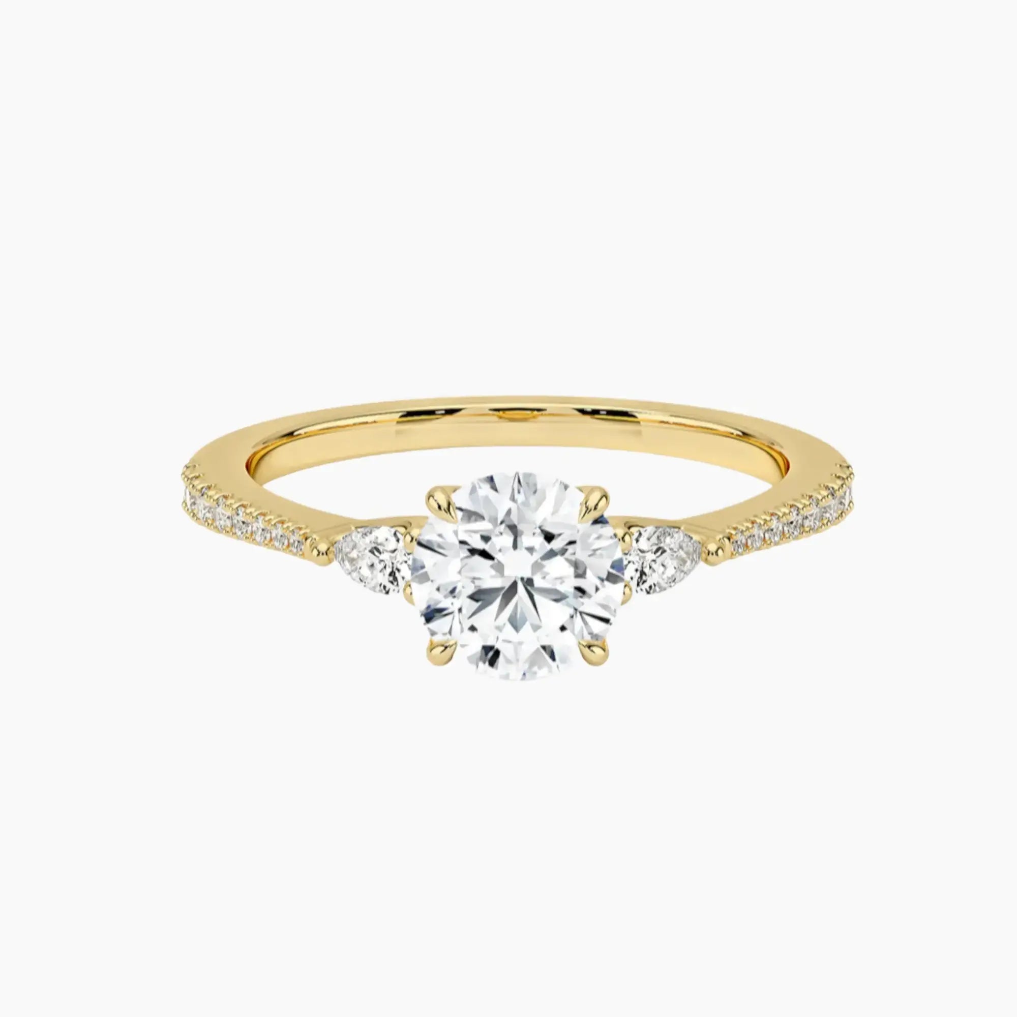 Calliope Pave Round Three Stone 1 Carat Lab Grown Diamond Engagement Ring in 14K Rose Gold
