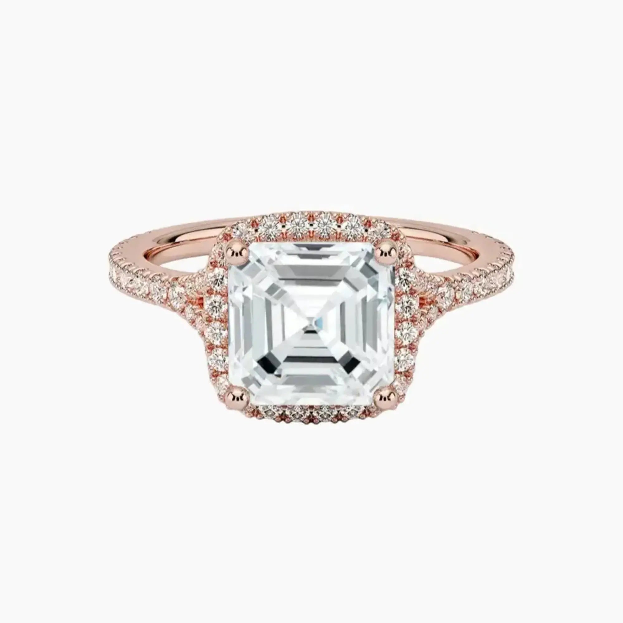 Lysandra Asscher Hidden Halo 3 Carat Lab Grown Diamond Engagement Ring in 18K White Gold