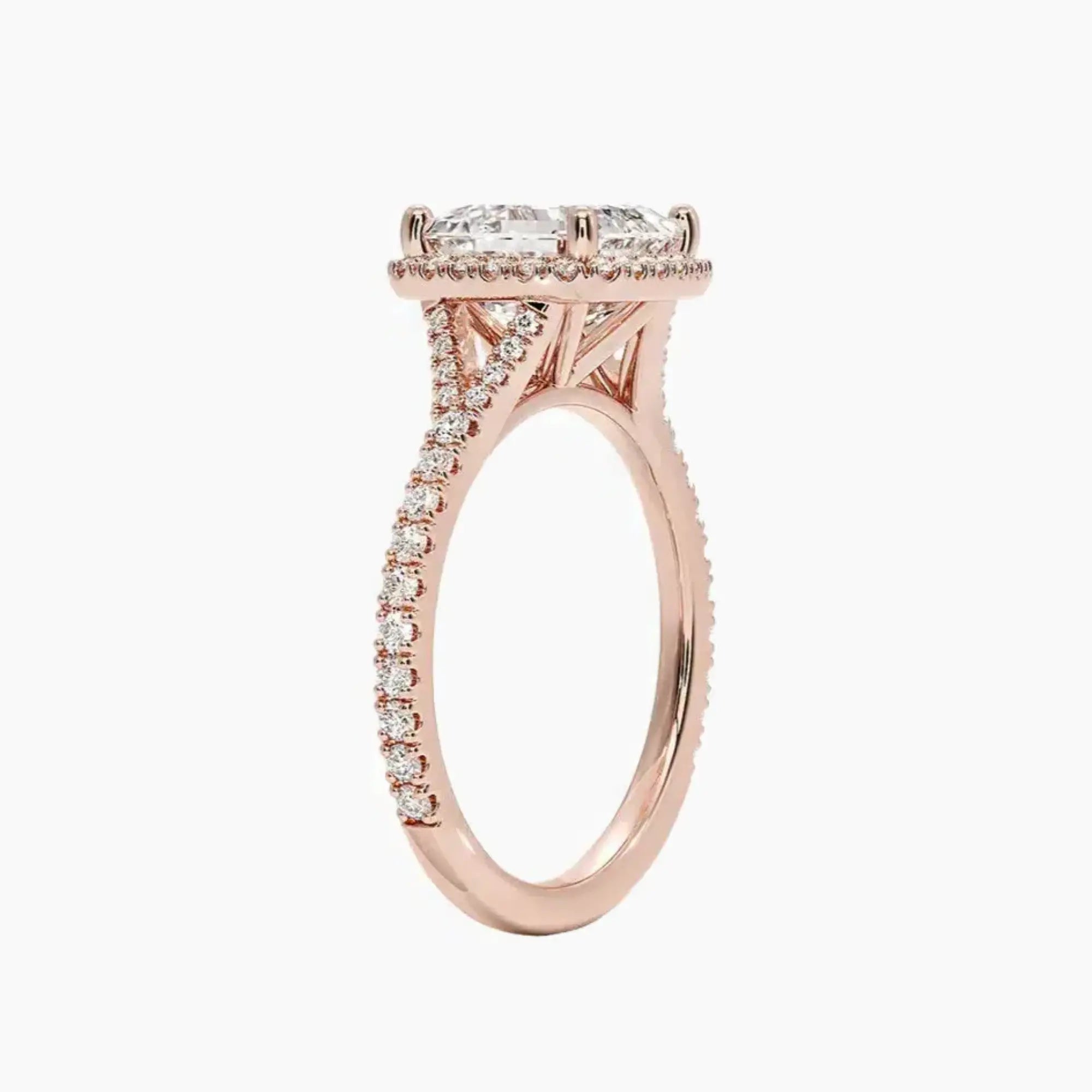 Lysandra Asscher Hidden Halo 1.5 Carat Lab Grown Diamond Engagement Ring in 14K Rose Gold