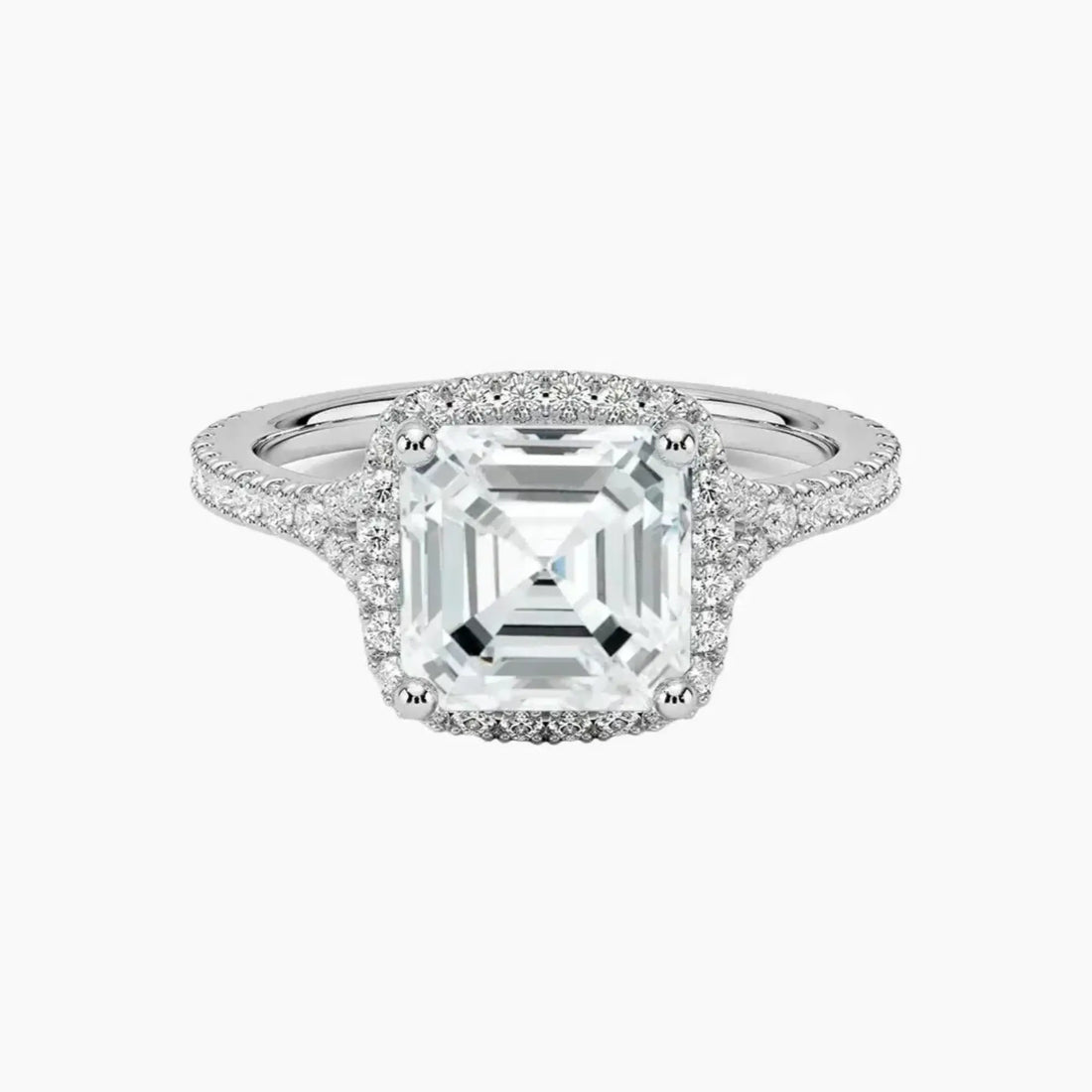 Lysandra Asscher Hidden Halo Diamond Ring Setting in 18K Rose Gold