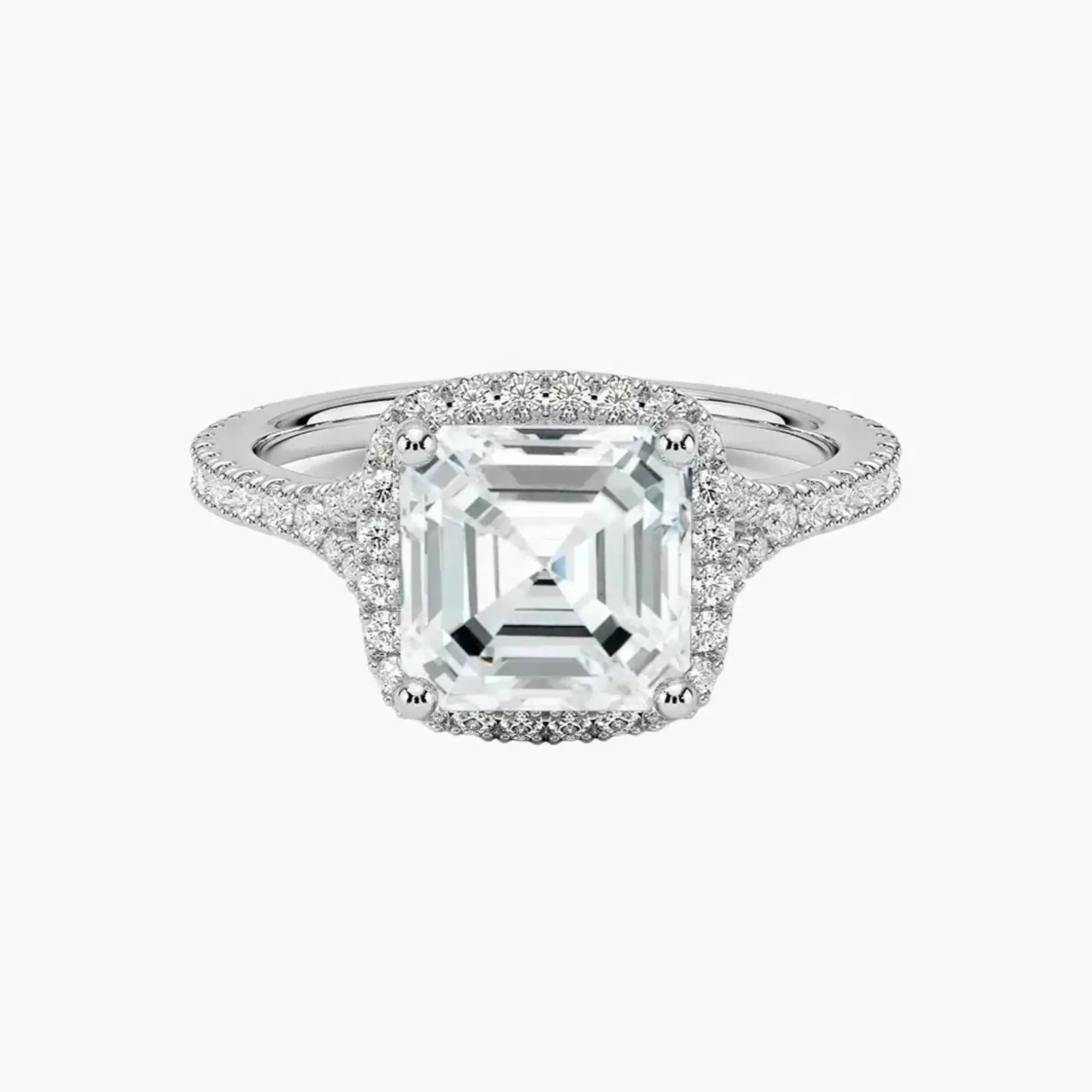 Lysandra Asscher Hidden Halo 1.5 Carat Lab Grown Diamond Engagement Ring in 14K Yellow Gold