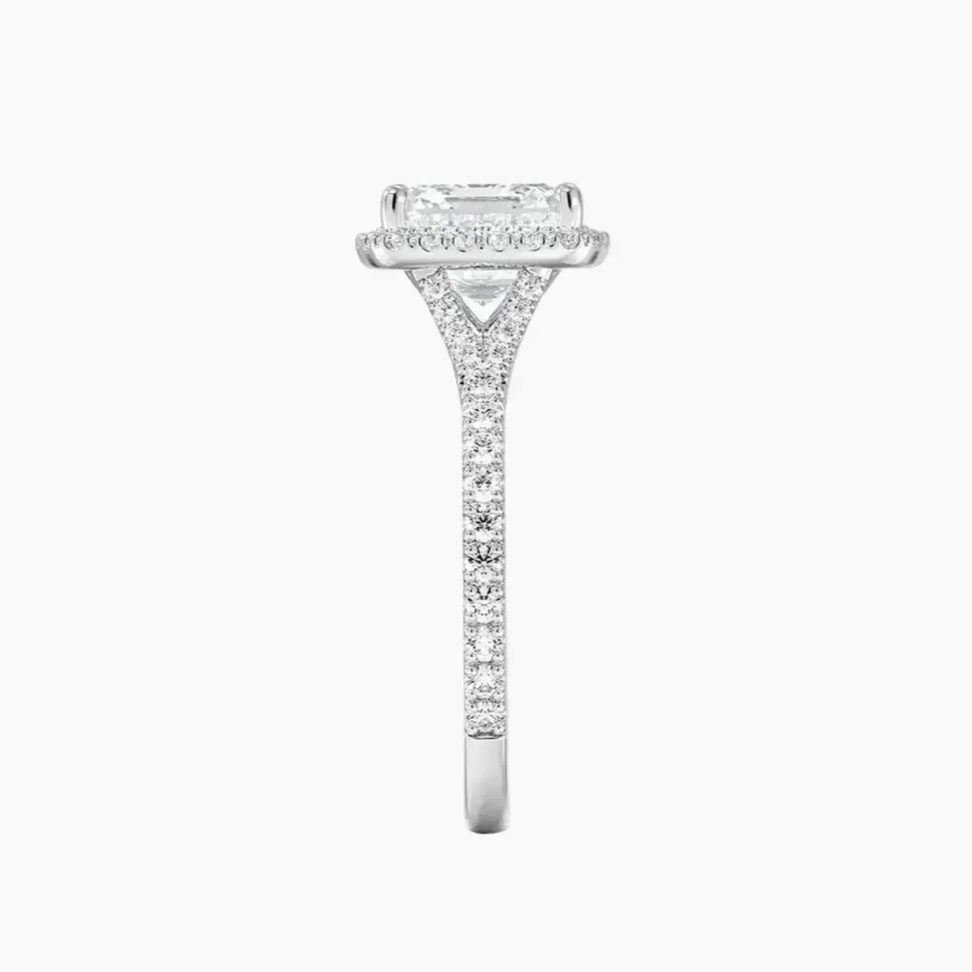 Lysandra Asscher Hidden Halo 3 Carat Lab Grown Diamond Engagement Ring in 18K White Gold