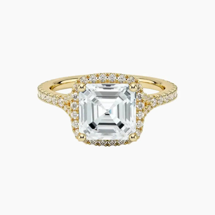 Lysandra Asscher Hidden Halo 1 Carat Lab Grown Diamond Engagement Ring in 14K Yellow Gold