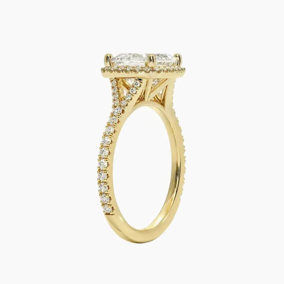 Lysandra Asscher Hidden Halo 3 Carat Lab Grown Diamond Engagement Ring in 18K Yellow Gold