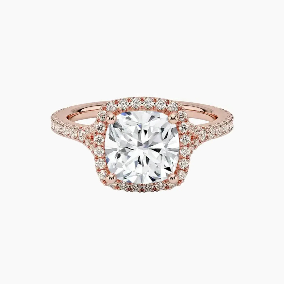 Lysandra Cushion Hidden Halo 2 Carat Lab Grown Diamond Engagement Ring in 14K White Gold