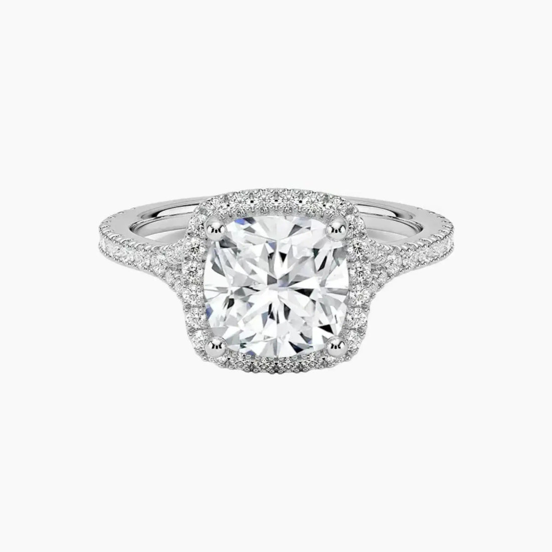 Lysandra Cushion Hidden Halo 2 Carat Lab Grown Diamond Engagement Ring in 18K Yellow Gold