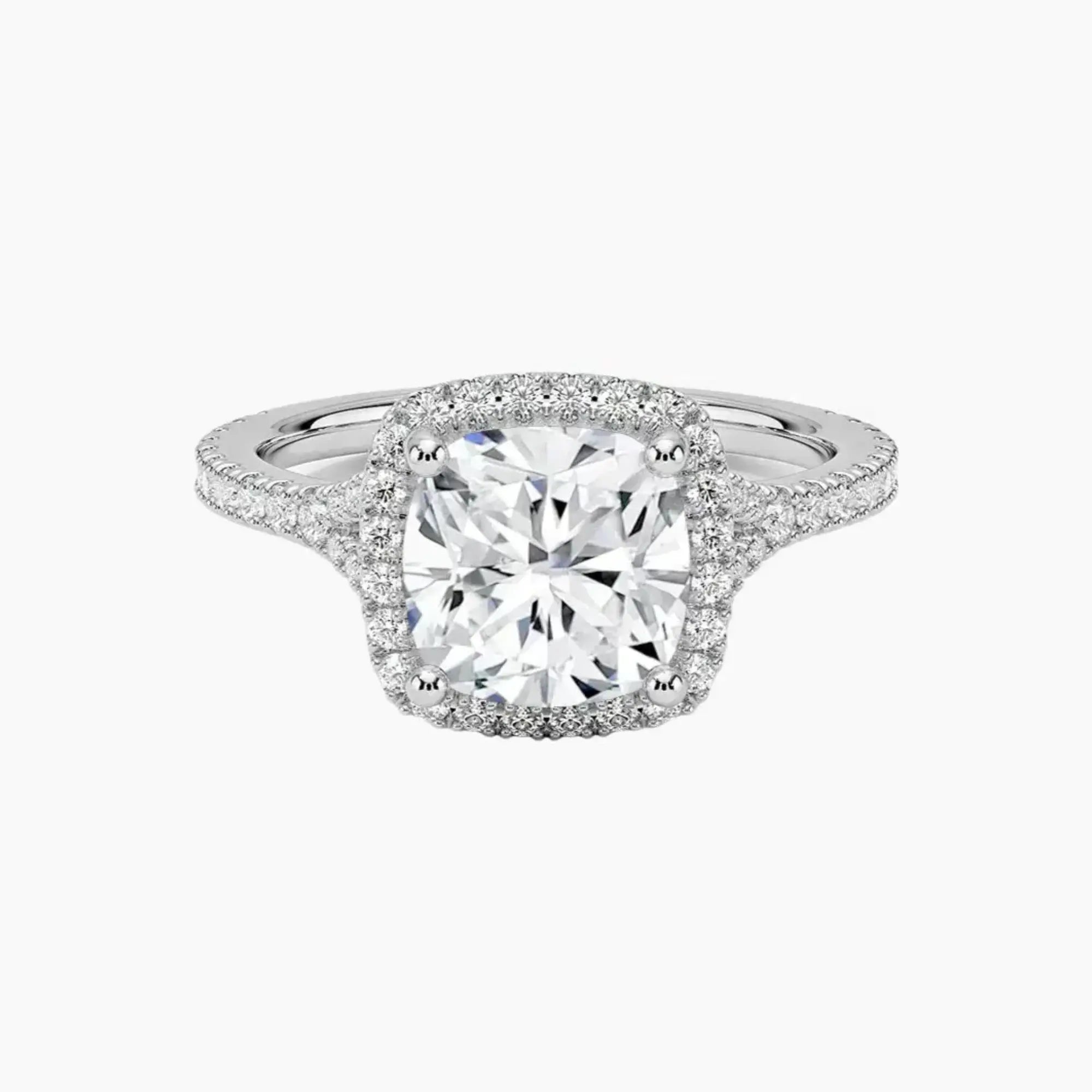 Lysandra Cushion Hidden Halo 2.5 Carat Lab Grown Diamond Engagement Ring in 18K Rose Gold
