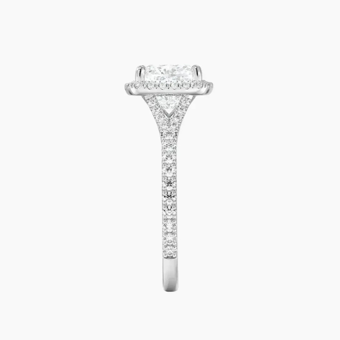 Lysandra Cushion Hidden Halo 2 Carat Lab Grown Diamond Engagement Ring in 18K White Gold