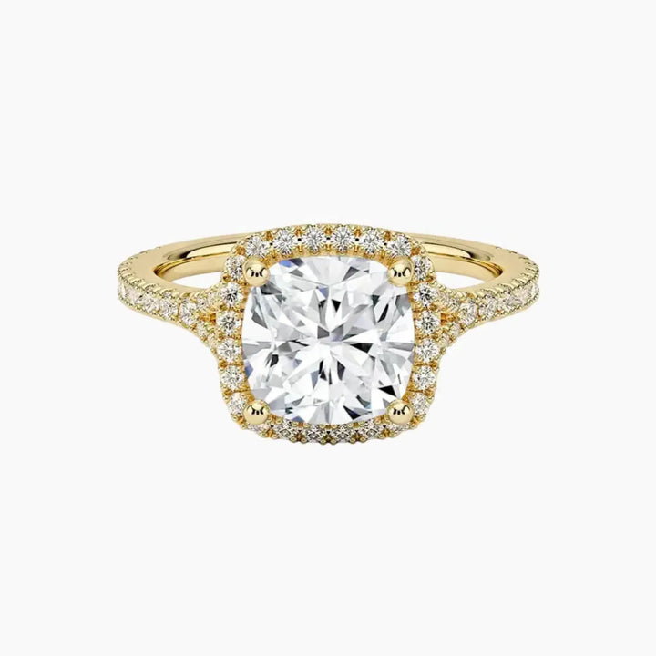 Lysandra Cushion Hidden Halo 3 Carat Lab Grown Diamond Engagement Ring in 14K Yellow Gold