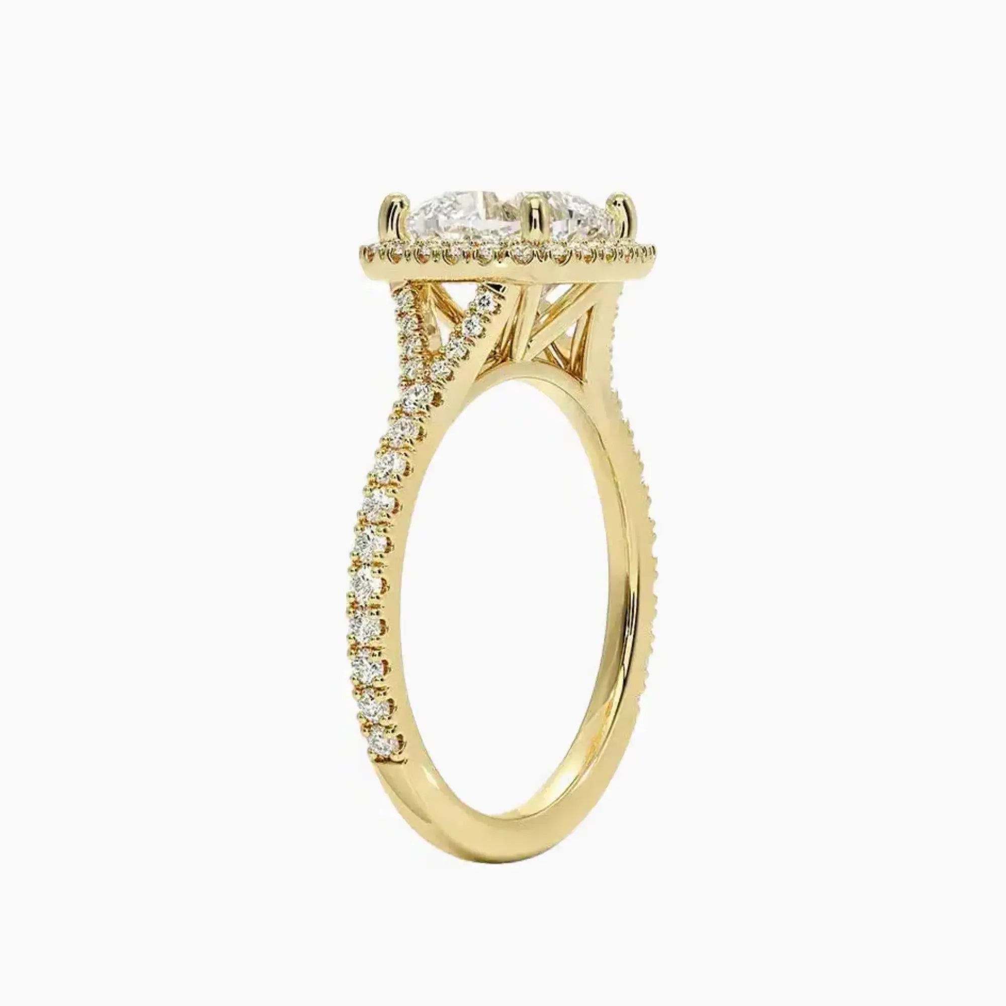 Lysandra Cushion Hidden Halo 2.5 Carat Lab Grown Diamond Engagement Ring in 18K Yellow Gold