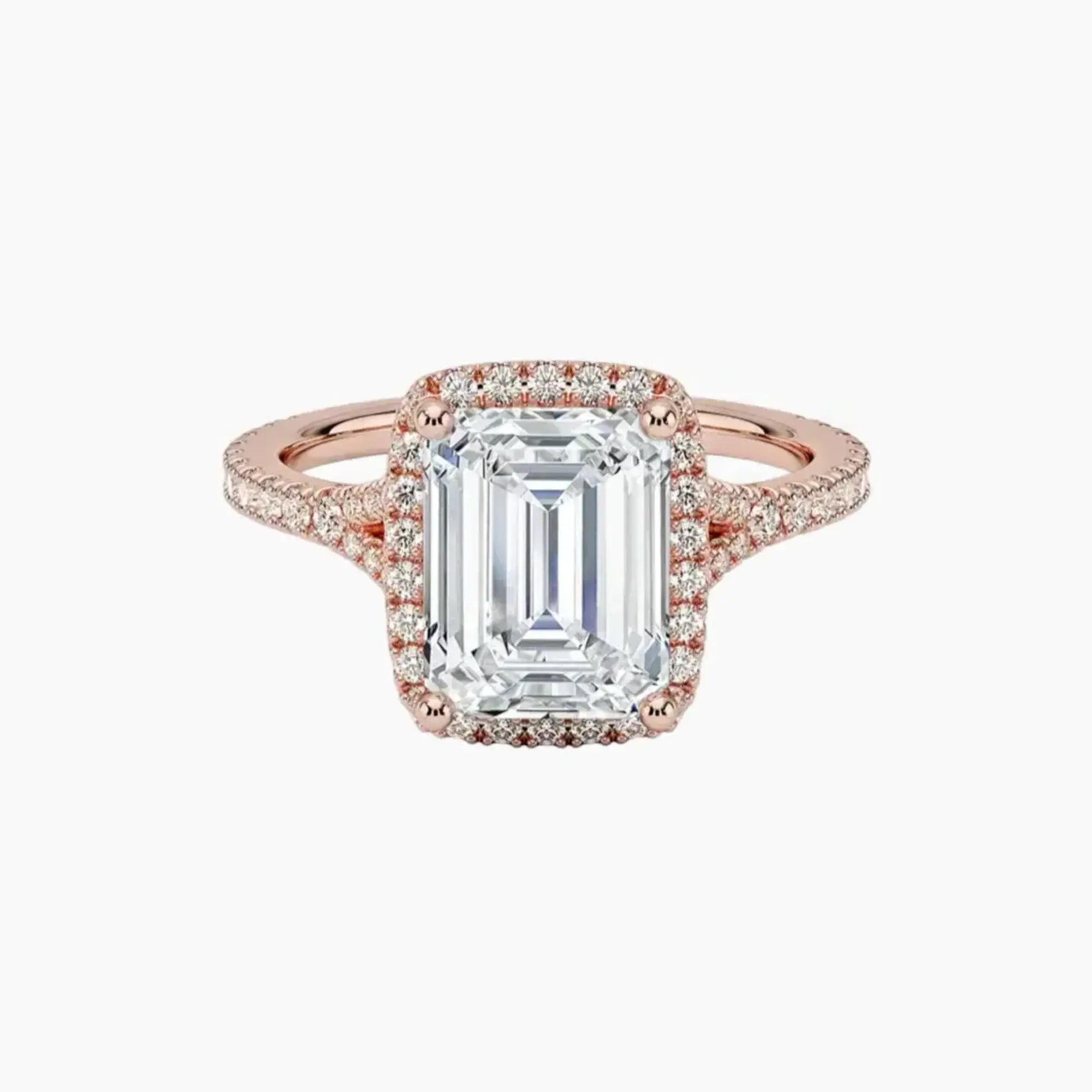Lysandra Emerald Hidden Halo 2 Carat Lab Grown Diamond Engagement Ring in 18K White Gold