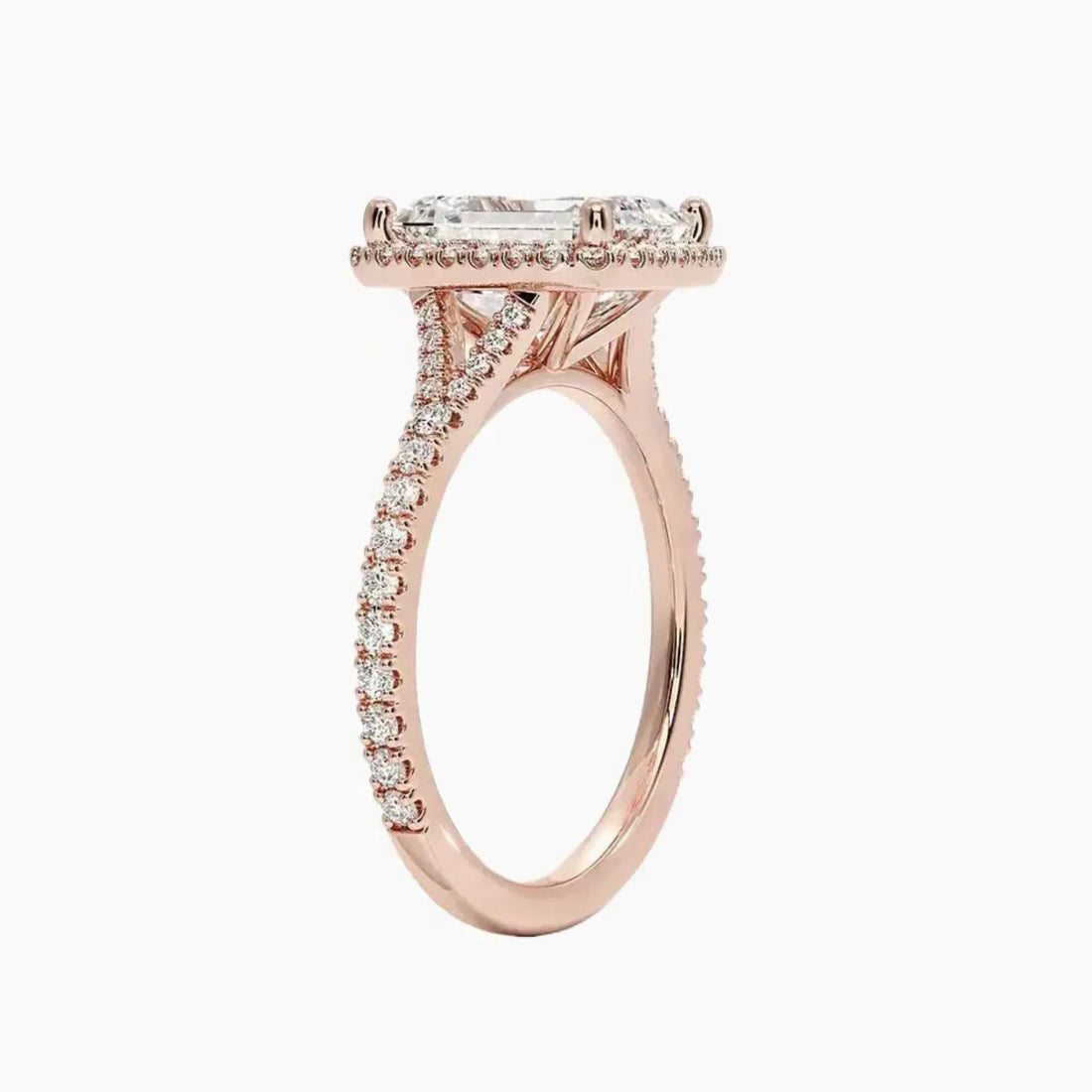 Lysandra Emerald Hidden Halo Diamond Ring Setting in 14K White Gold