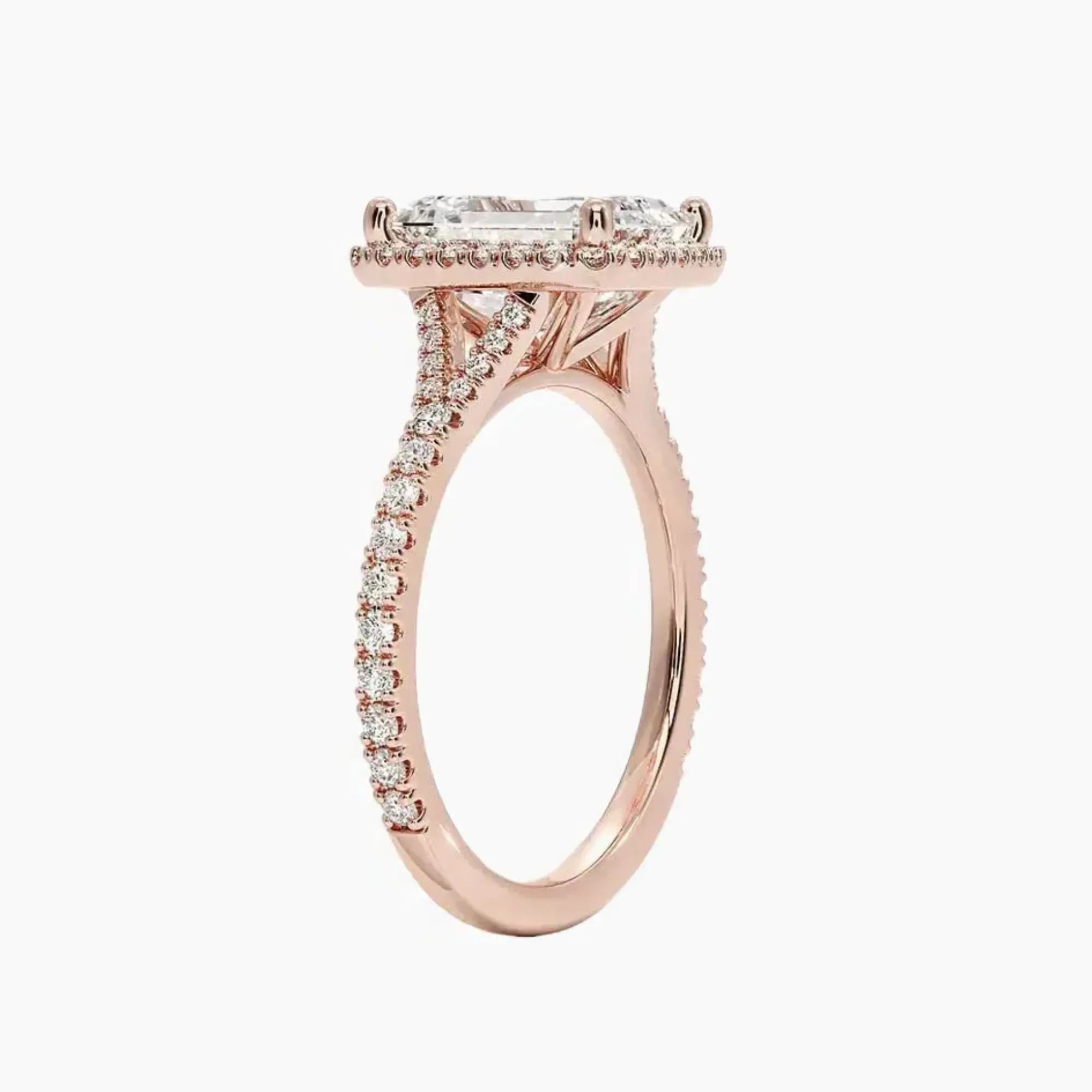 Lysandra Emerald Hidden Halo 2 Carat Lab Grown Diamond Engagement Ring in 18K White Gold