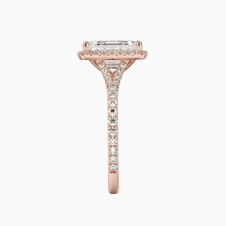 Lysandra Emerald Hidden Halo 1.5 Carat Lab Grown Diamond Engagement Ring in 18K Yellow Gold