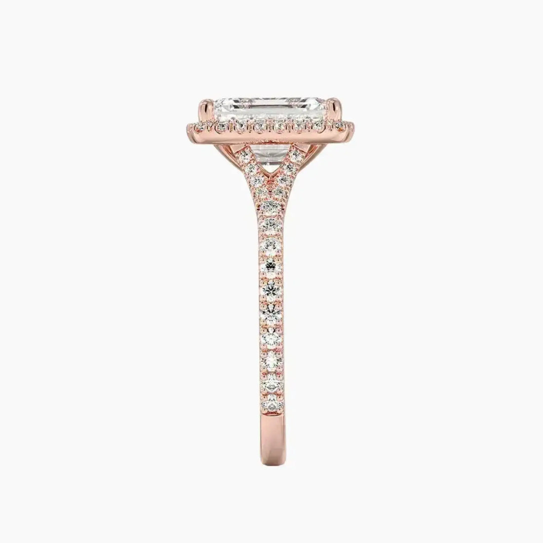 Lysandra Emerald Hidden Halo 1.5 Carat Lab Grown Diamond Engagement Ring in 14K Rose Gold