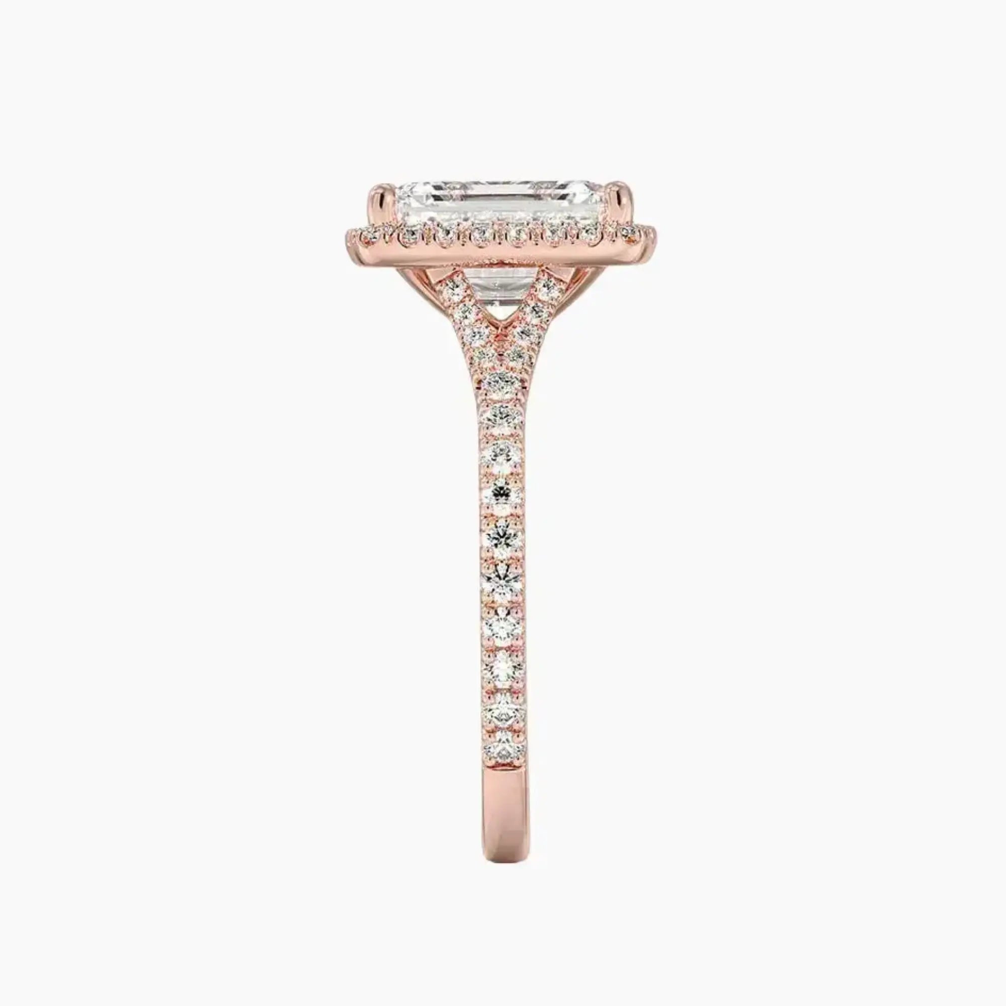 Lysandra Emerald Hidden Halo 2 Carat Lab Grown Diamond Engagement Ring in 14K White Gold