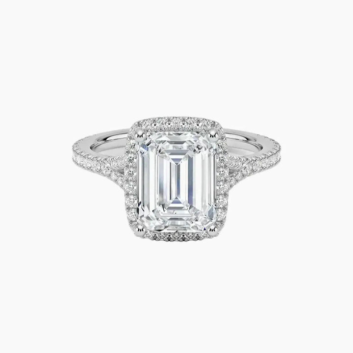 Lysandra Emerald Hidden Halo 3 Carat Lab Grown Diamond Engagement Ring in 14K White Gold