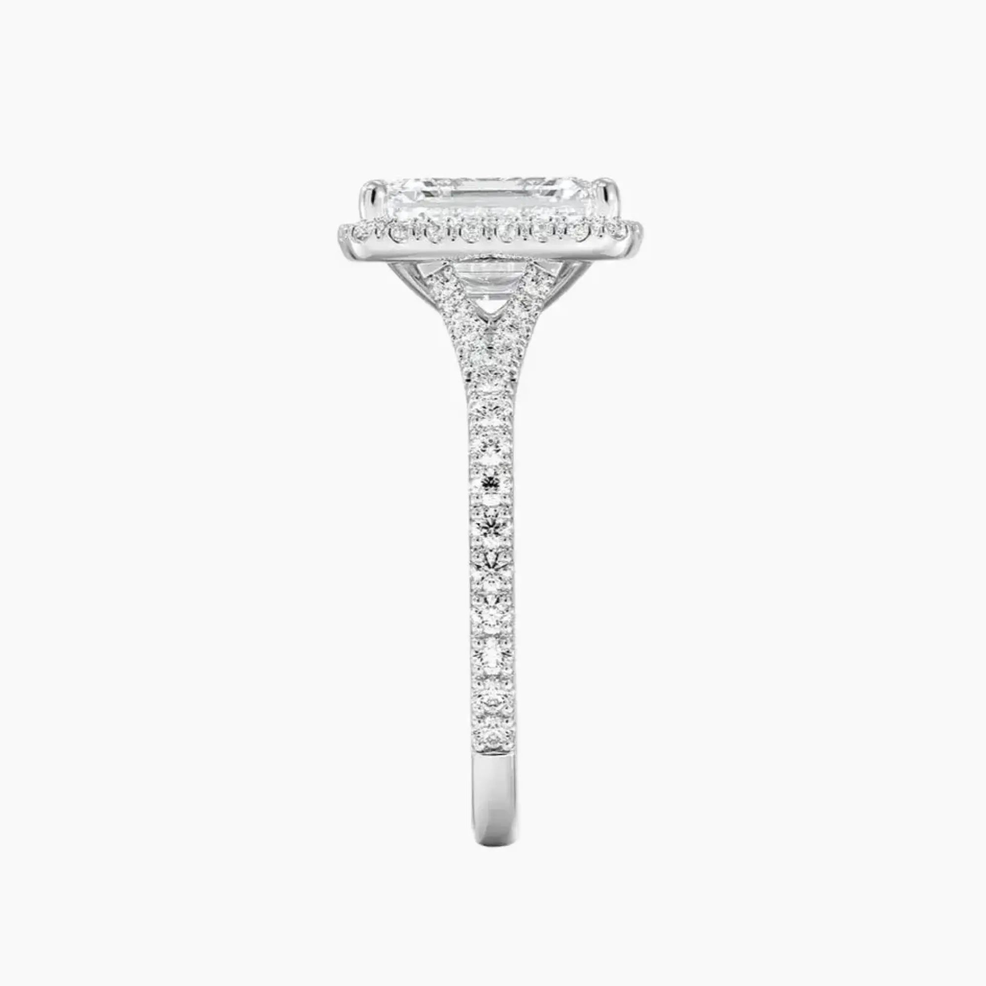 Lysandra Emerald Hidden Halo 3 Carat Lab Grown Diamond Engagement Ring in 14K White Gold