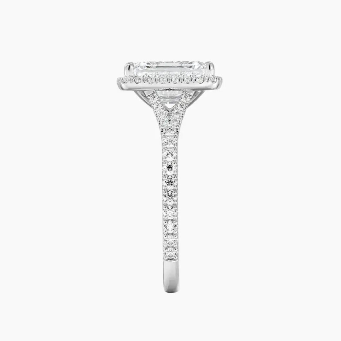 Lysandra Emerald Hidden Halo Diamond Ring Setting in 18K White Gold
