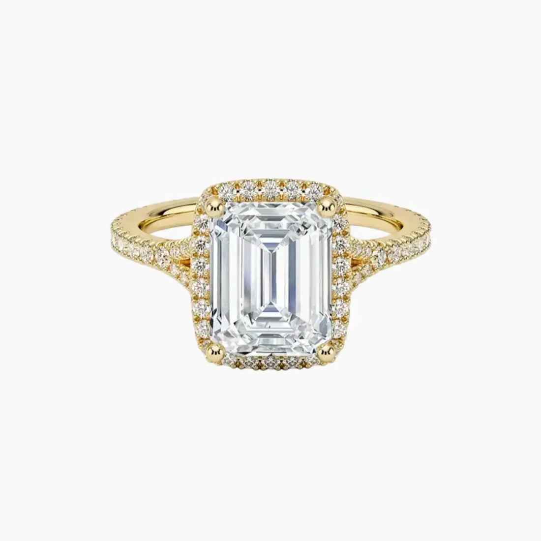Lysandra Emerald Hidden Halo 3 Carat Lab Grown Diamond Engagement Ring in 18K White Gold