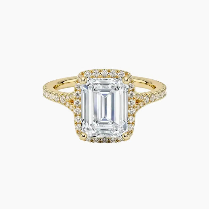 Lysandra Emerald Hidden Halo 1.5 Carat Lab Grown Diamond Engagement Ring in 14K Yellow Gold
