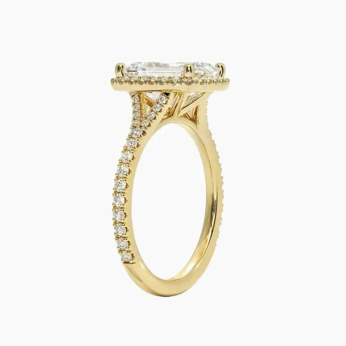Lysandra Emerald Hidden Halo 2 Carat Lab Grown Diamond Engagement Ring in 18K White Gold
