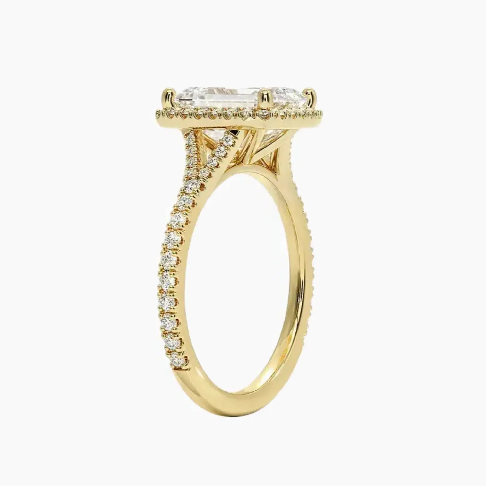 Lysandra Emerald Hidden Halo 1.5 Carat Lab Grown Diamond Engagement Ring in 18K Rose Gold