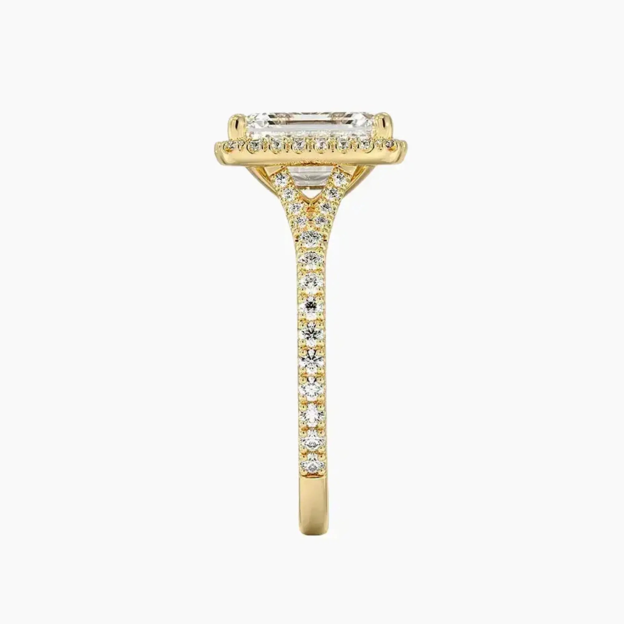 Lysandra Emerald Hidden Halo 1.5 Carat Lab Grown Diamond Engagement Ring in 18K Rose Gold