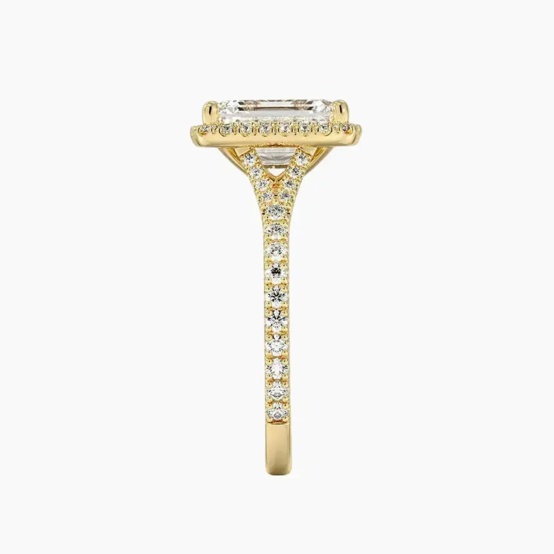 Lysandra Emerald Hidden Halo 2.5 Carat Lab Grown Diamond Engagement Ring in 18K Yellow Gold