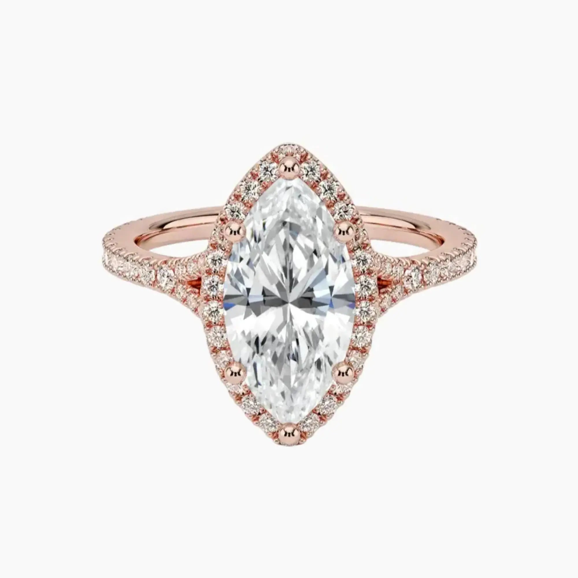 Lysandra Marquise Hidden Halo Diamond Ring Setting in 18K Rose Gold