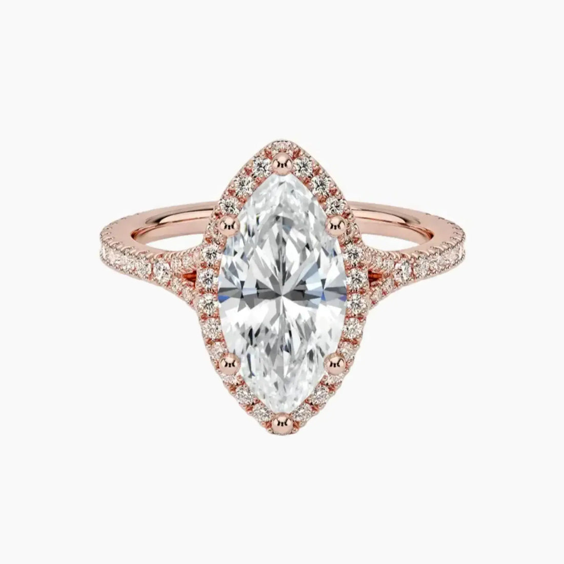 Lysandra Marquise Hidden Halo Diamond Ring Setting in 14K Rose Gold