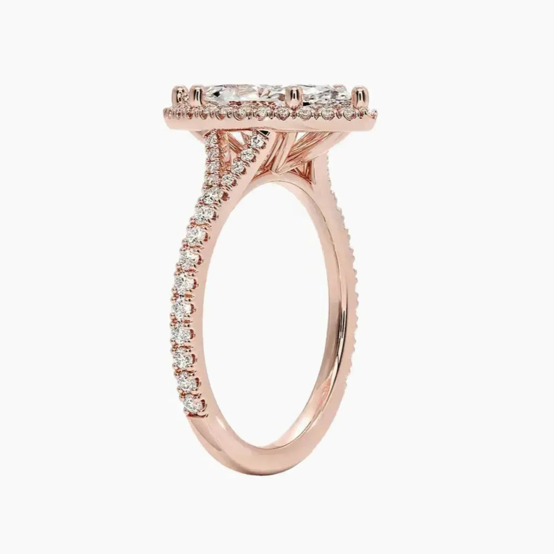 Lysandra Marquise Hidden Halo 3 Carat Lab Grown Diamond Engagement Ring in 14K Rose Gold